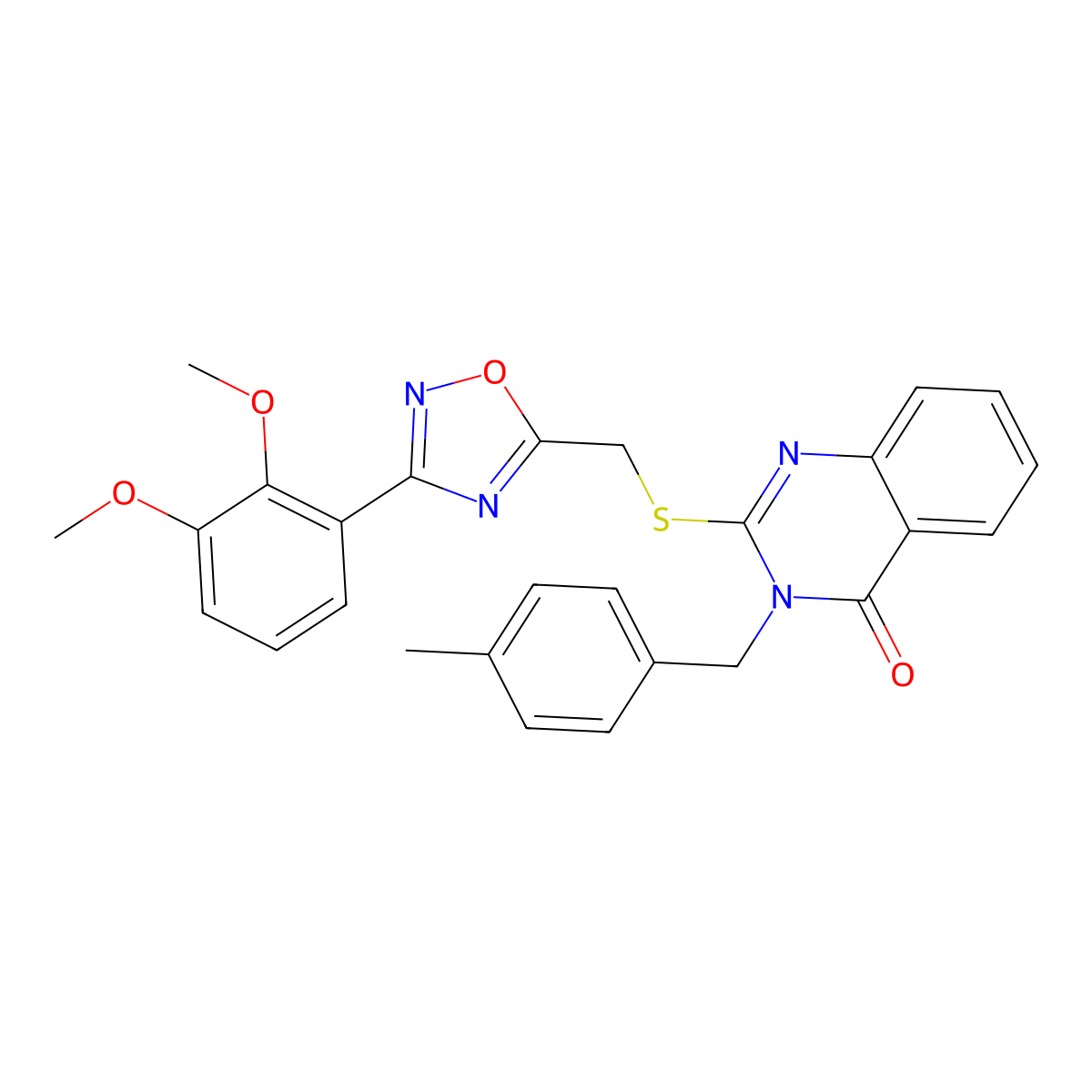 2-(((3-(2,3-dimethoxyphenyl)-1,2,4-oxadiazol-5-yl)methyl)thio)-3-(4-methylbenzyl)quinazolin-4(3H)-one molecular structure, CAS 2034278-80-1