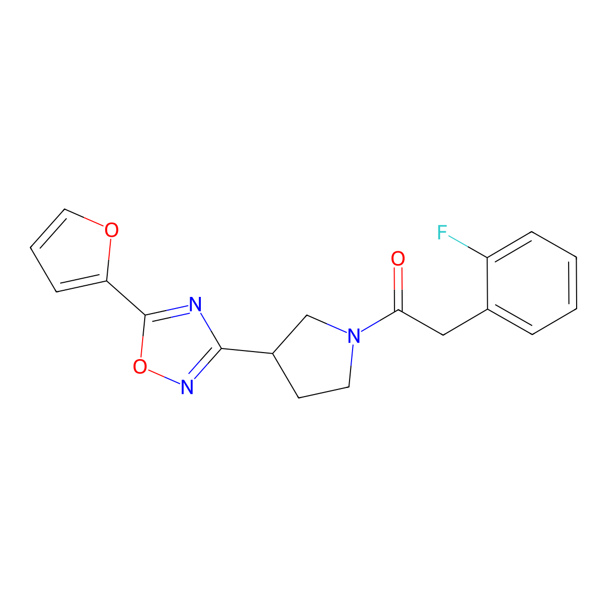 2-(2-Fluorophenyl)-1-(3-(5-(furan-2-yl)-1,2,4-oxadiazol-3-yl)pyrrolidin-1-yl)ethanone molecular structure, CAS 2034278-86-7