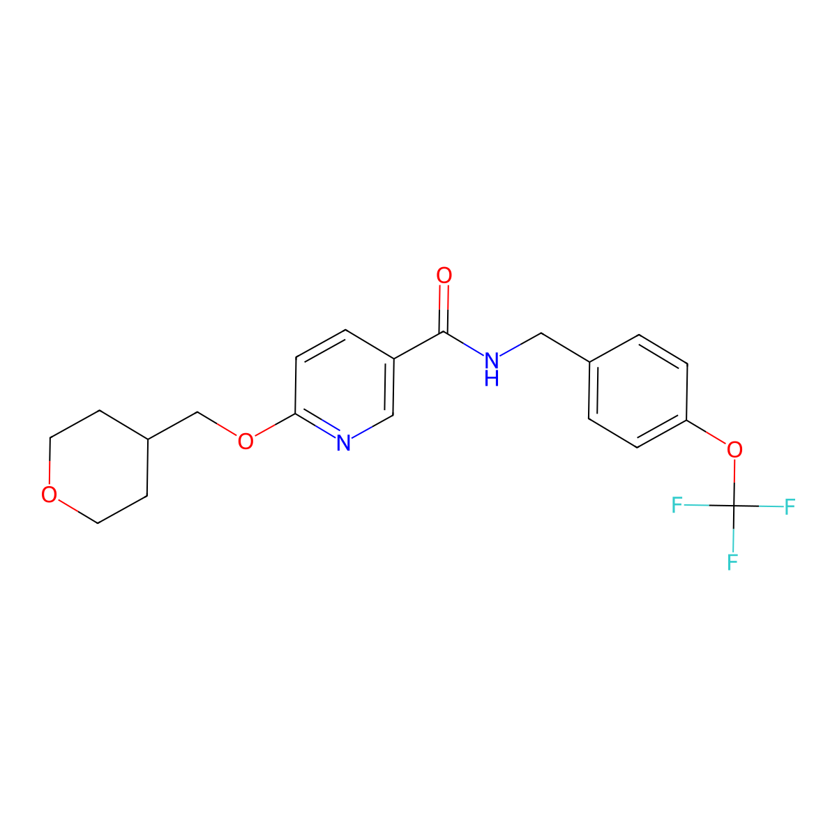 6-((tetrahydro-2H-pyran-4-yl)methoxy)-N-(4-(trifluoromethoxy)benzyl)nicotinamide molecular structure, CAS 2034278-93-6