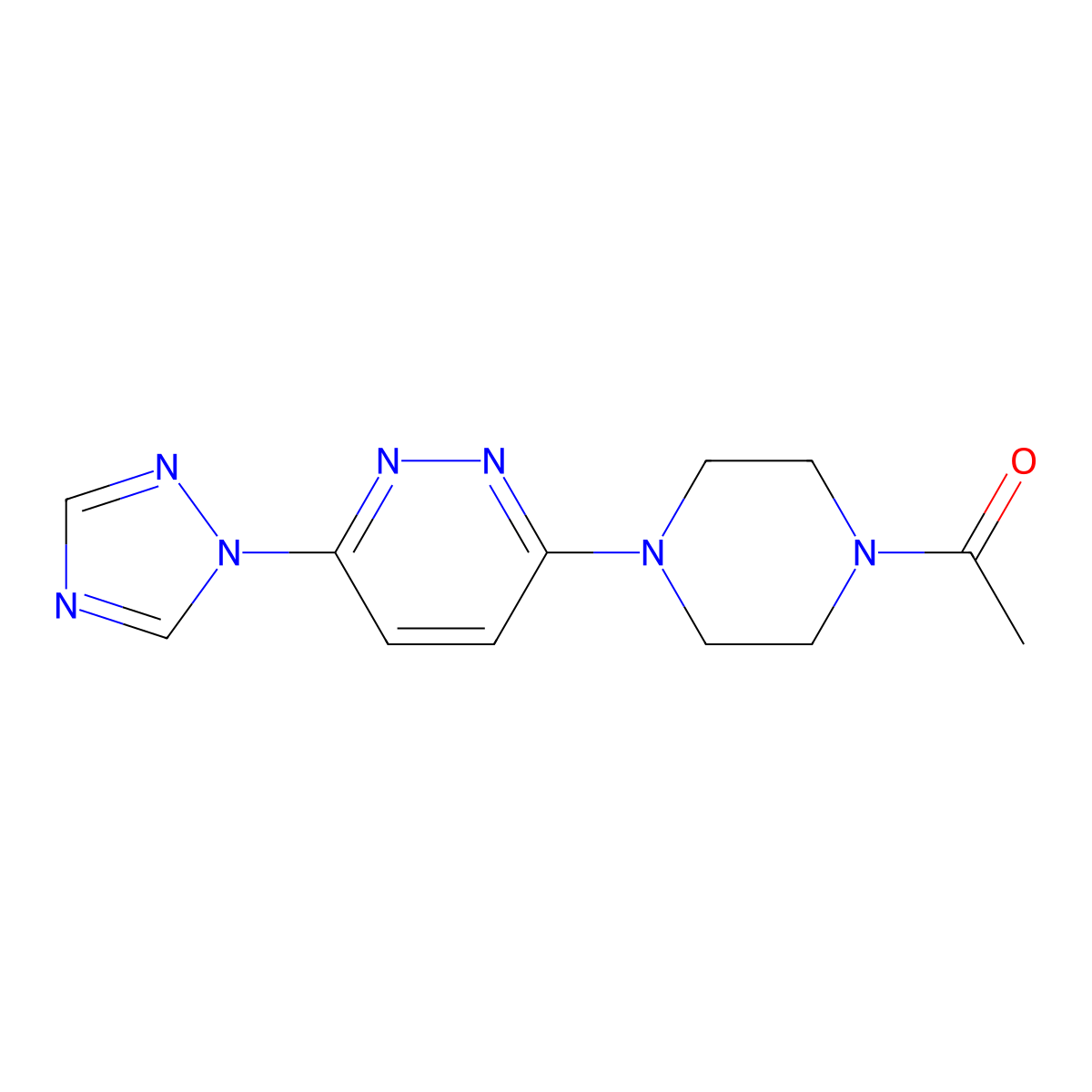 1-(4-(6-(1H-1,2,4-triazol-1-yl)pyridazin-3-yl)piperazin-1-yl)ethanone molecular structure, CAS 2034279-06-4