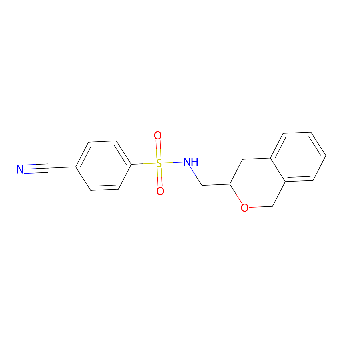 4-cyano-N-(isochroman-3-ylmethyl)benzenesulfonamide molecular structure, CAS 2034279-09-7