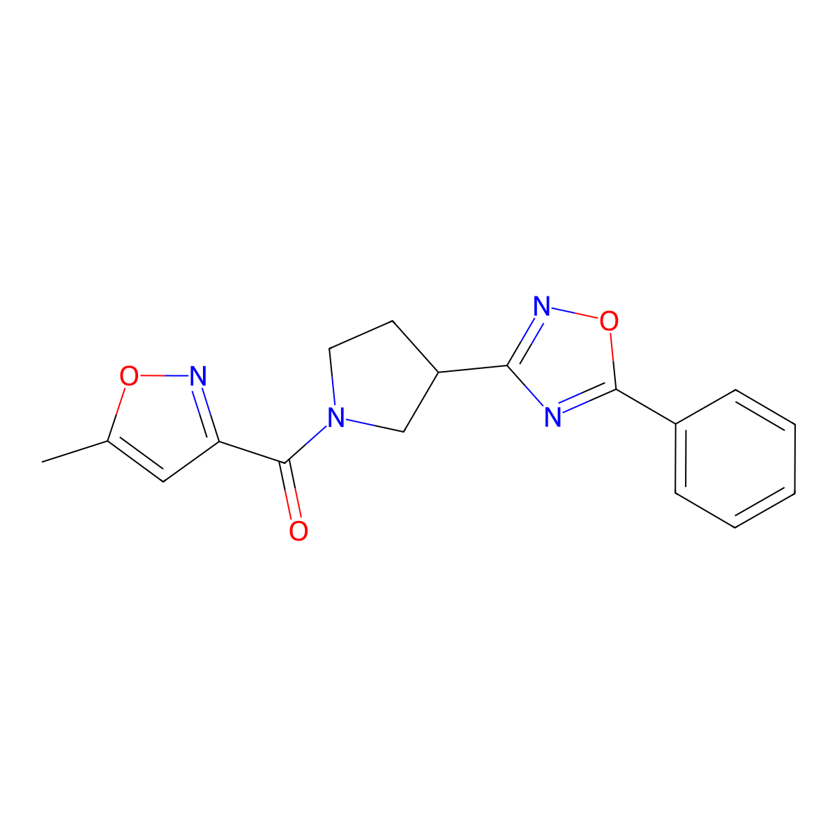 (5-Methylisoxazol-3-yl)(3-(5-phenyl-1,2,4-oxadiazol-3-yl)pyrrolidin-1-yl)methanone molecular structure, CAS 2034279-13-3