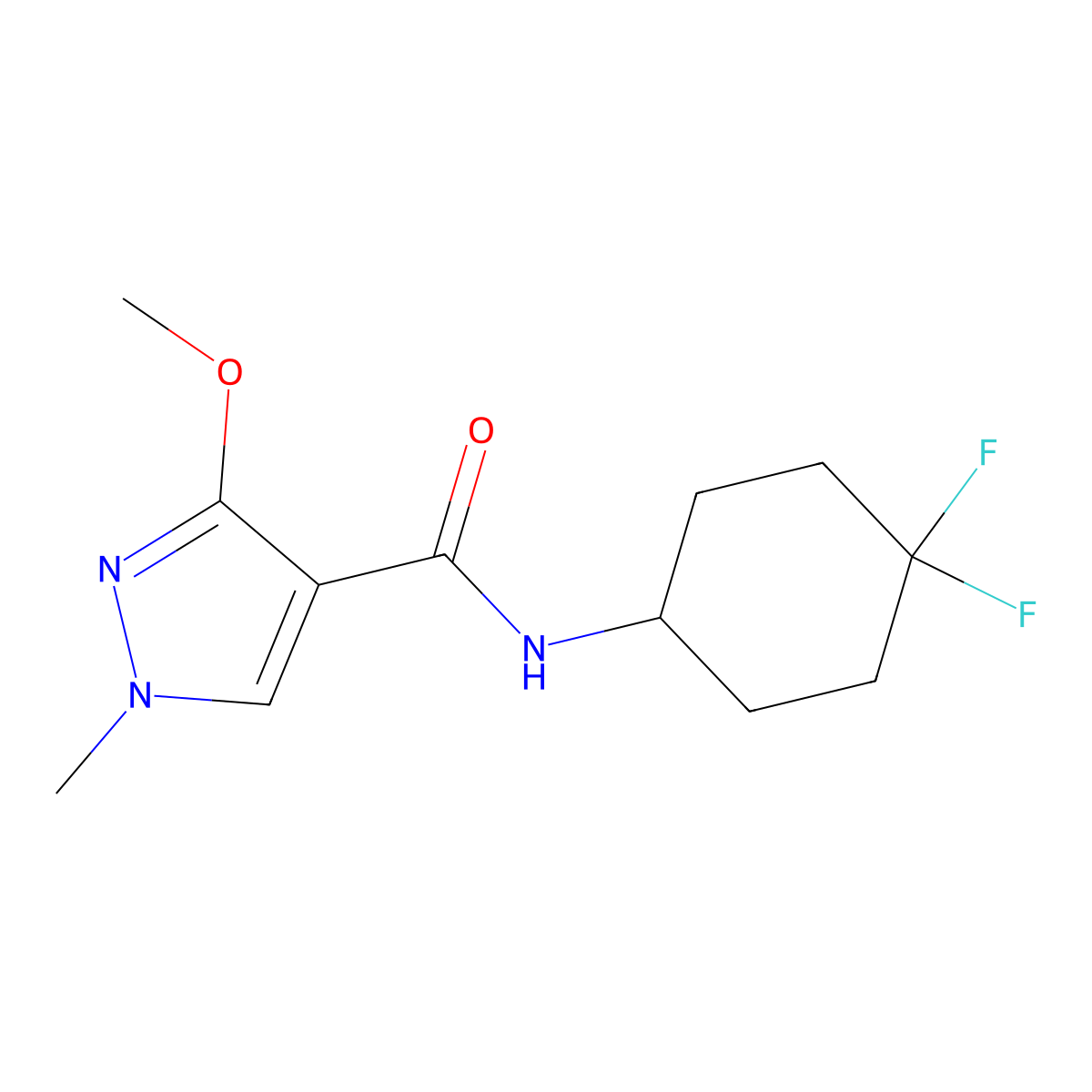 N-(4,4-difluorocyclohexyl)-3-methoxy-1-methyl-1H-pyrazole-4-carboxamide molecular structure, CAS 2034279-18-8