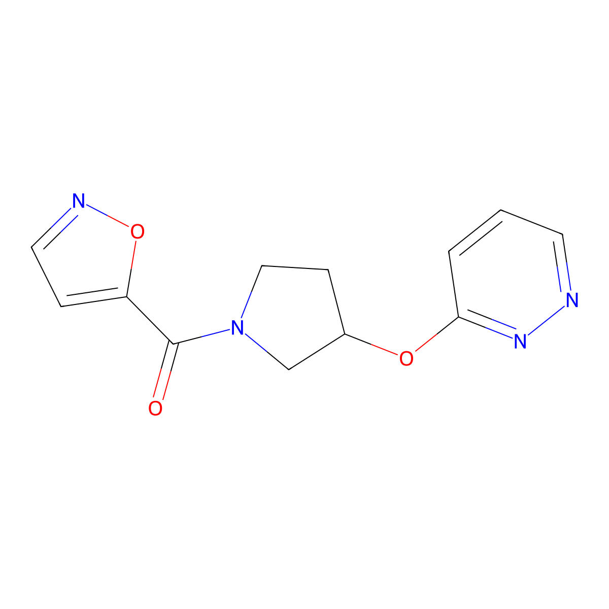Isoxazol-5-yl(3-(pyridazin-3-yloxy)pyrrolidin-1-yl)methanone molecular structure, CAS 2034279-19-9