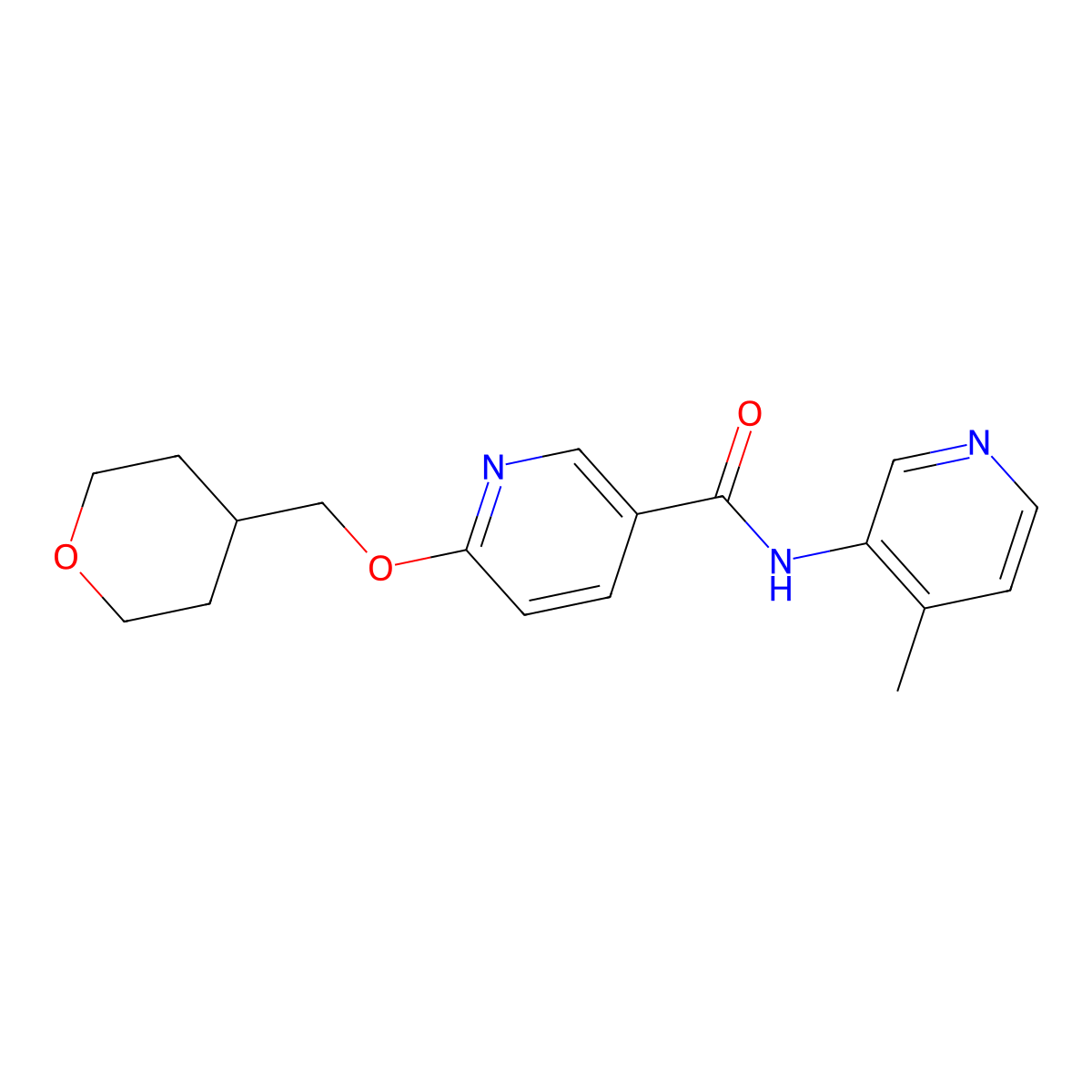 N-(4-methylpyridin-3-yl)-6-((tetrahydro-2H-pyran-4-yl)methoxy)nicotinamide molecular structure, CAS 2034279-25-7