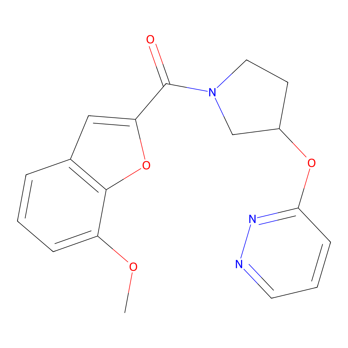 (7-Methoxybenzofuran-2-yl)(3-(pyridazin-3-yloxy)pyrrolidin-1-yl)methanone molecular structure, CAS 2034279-29-1