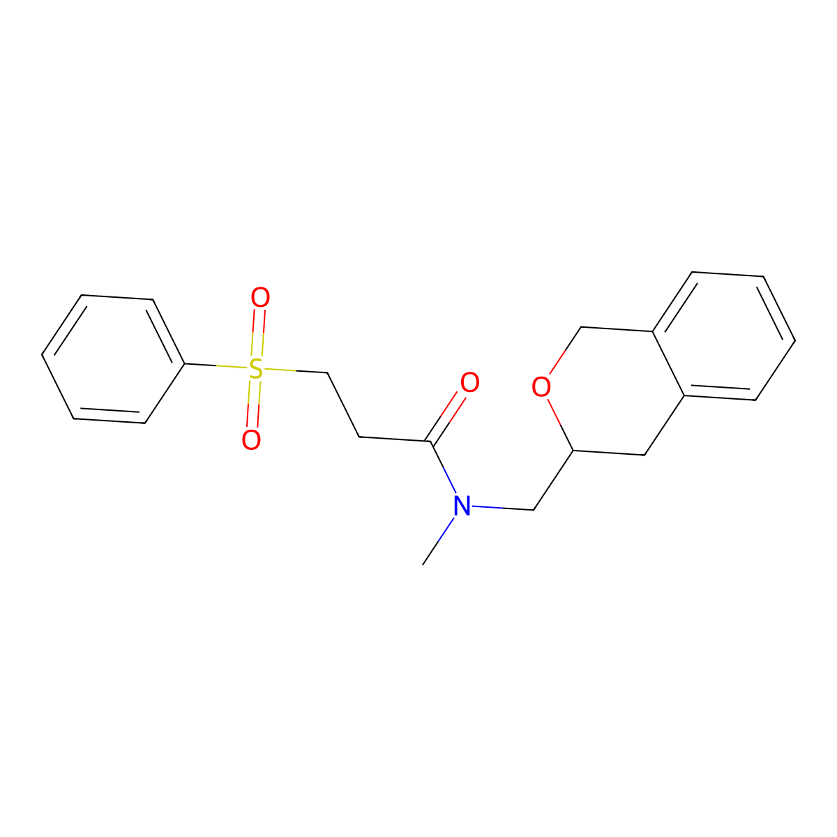 N-(isochroman-3-ylmethyl)-N-methyl-3-(phenylsulfonyl)propanamide molecular structure, CAS 2034279-30-4