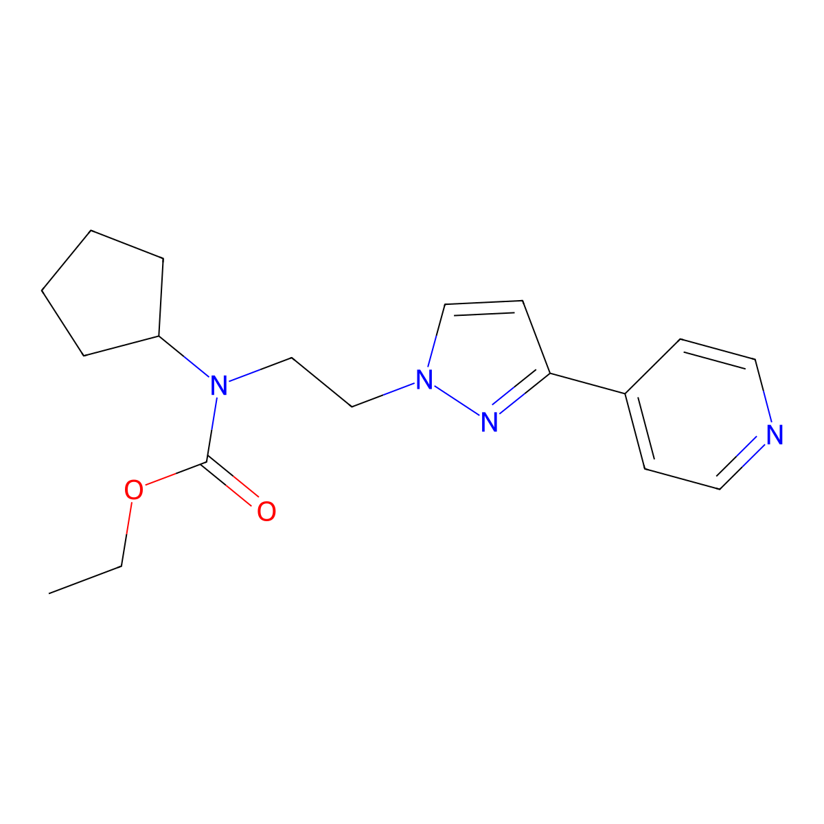 ethyl cyclopentyl(2-(3-(pyridin-4-yl)-1H-pyrazol-1-yl)ethyl)carbamate molecular structure, CAS 2034279-31-5