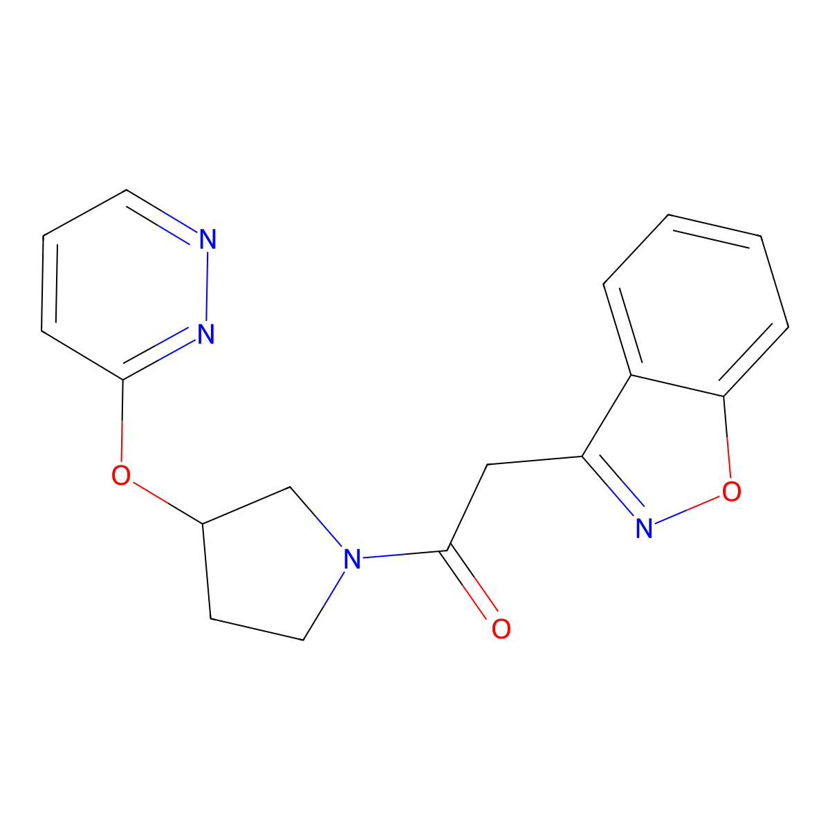 2-(Benzo[d]isoxazol-3-yl)-1-(3-(pyridazin-3-yloxy)pyrrolidin-1-yl)ethanone molecular structure, CAS 2034279-37-1