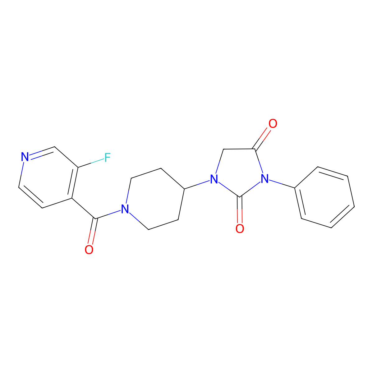 1-(1-(3-Fluoroisonicotinoyl)piperidin-4-yl)-3-phenylimidazolidine-2,4-dione molecular structure, CAS 2034279-39-3