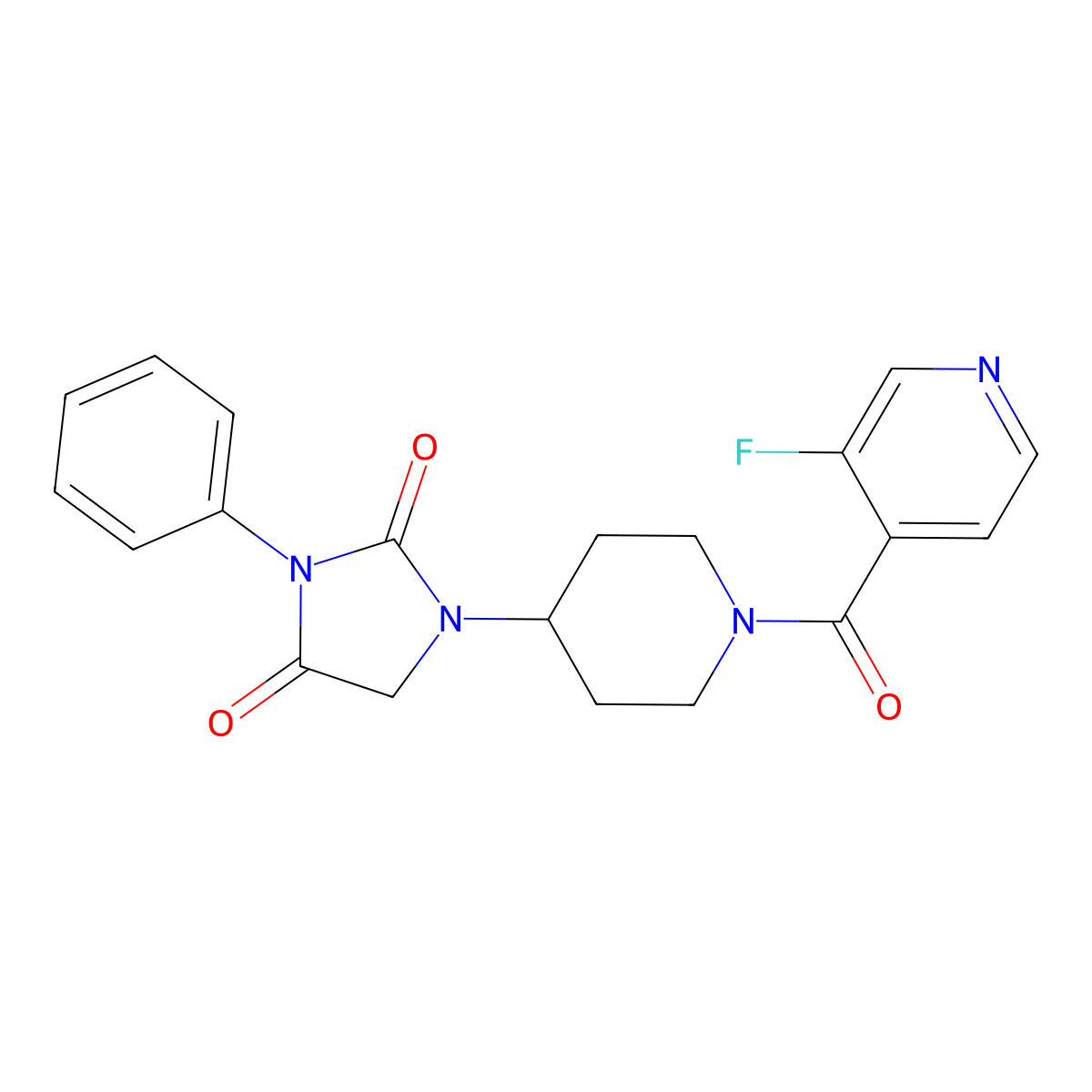 1-(1-(3-Fluoroisonicotinoyl)piperidin-4-yl)-3-phenylimidazolidine-2,4-dione molecular structure, CAS 2034279-39-3