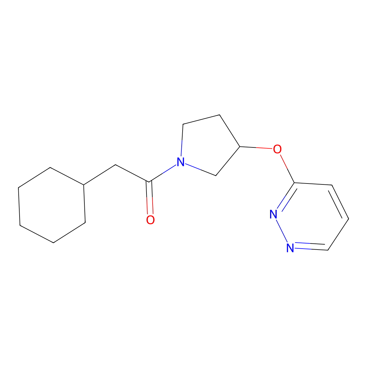 2-Cyclohexyl-1-(3-(pyridazin-3-yloxy)pyrrolidin-1-yl)ethanone molecular structure, CAS 2034279-44-0