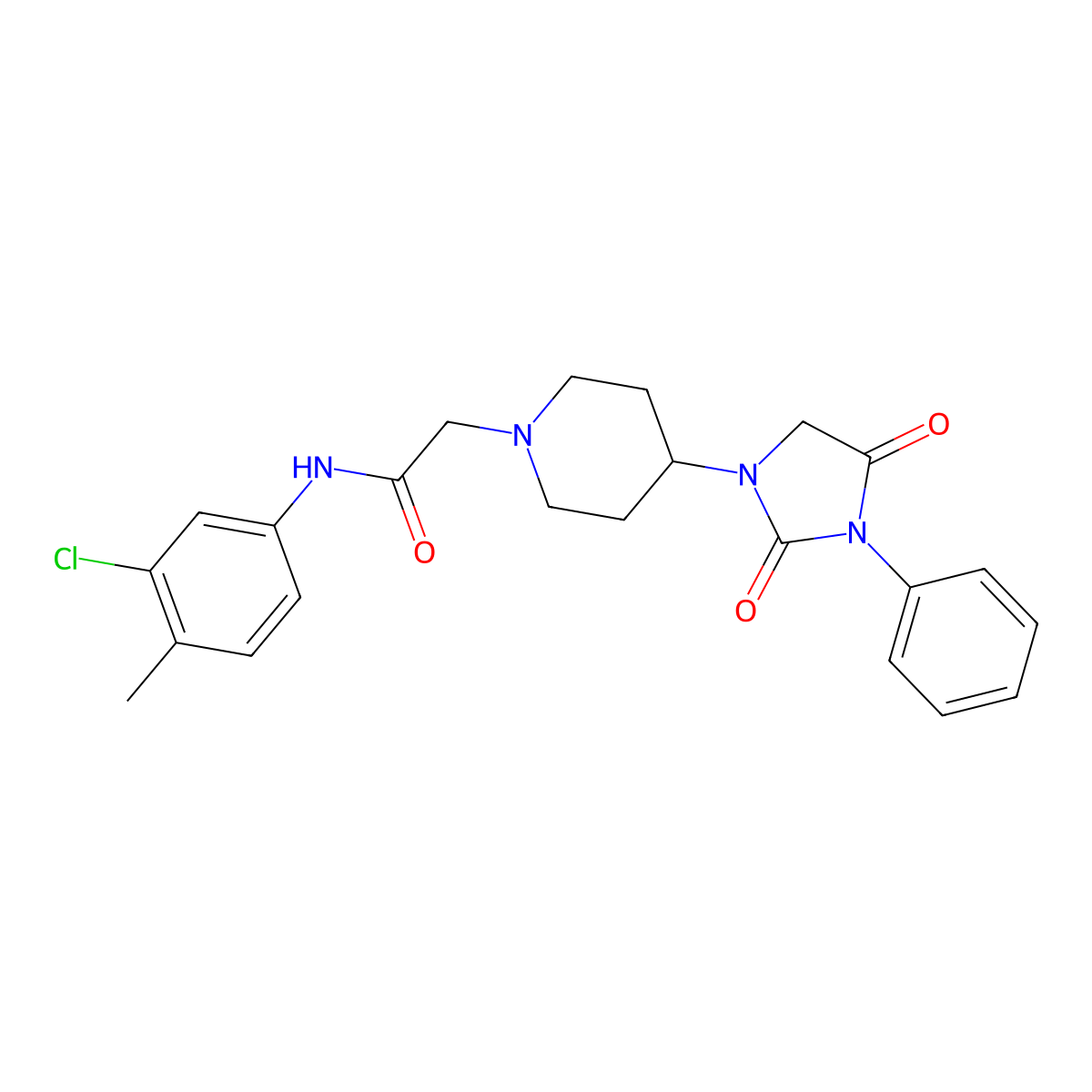 N-(3-chloro-4-methylphenyl)-2-(4-(2,4-dioxo-3-phenylimidazolidin-1-yl)piperidin-1-yl)acetamide molecular structure, CAS 2034279-46-2