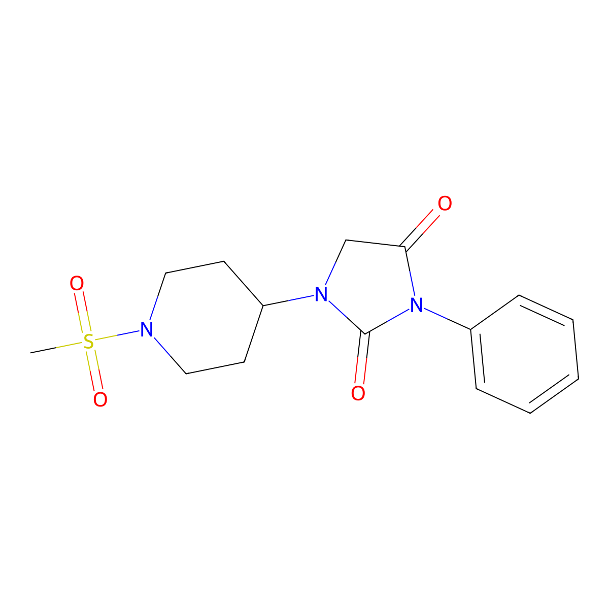 1-(1-(Methylsulfonyl)piperidin-4-yl)-3-phenylimidazolidine-2,4-dione molecular structure, CAS 2034279-50-8