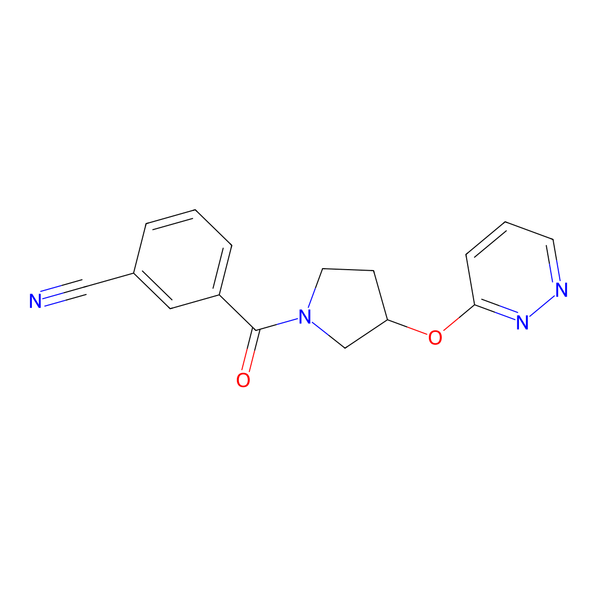 3-(3-(Pyridazin-3-yloxy)pyrrolidine-1-carbonyl)benzonitrile molecular structure, CAS 2034279-53-1