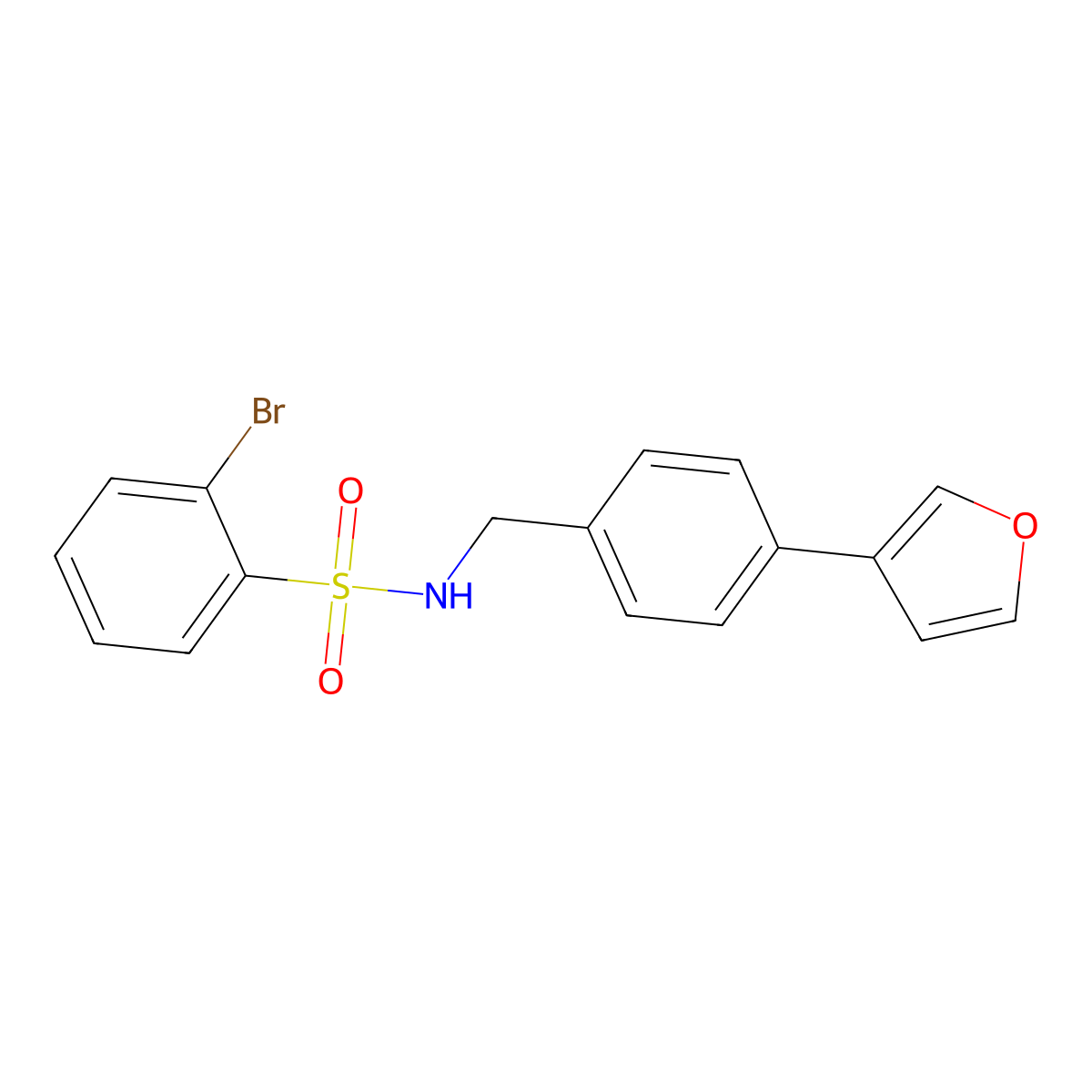 2-bromo-N-(4-(furan-3-yl)benzyl)benzenesulfonamide molecular structure, CAS 2034279-59-7