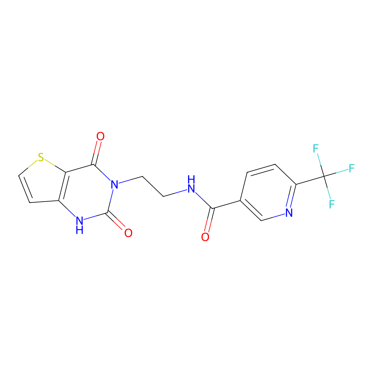 N-(2-(2,4-dioxo-1,2-dihydrothieno[3,2-d]pyrimidin-3(4H)-yl)ethyl)-6-(trifluoromethyl)nicotinamide molecular structure, CAS 2034279-61-1