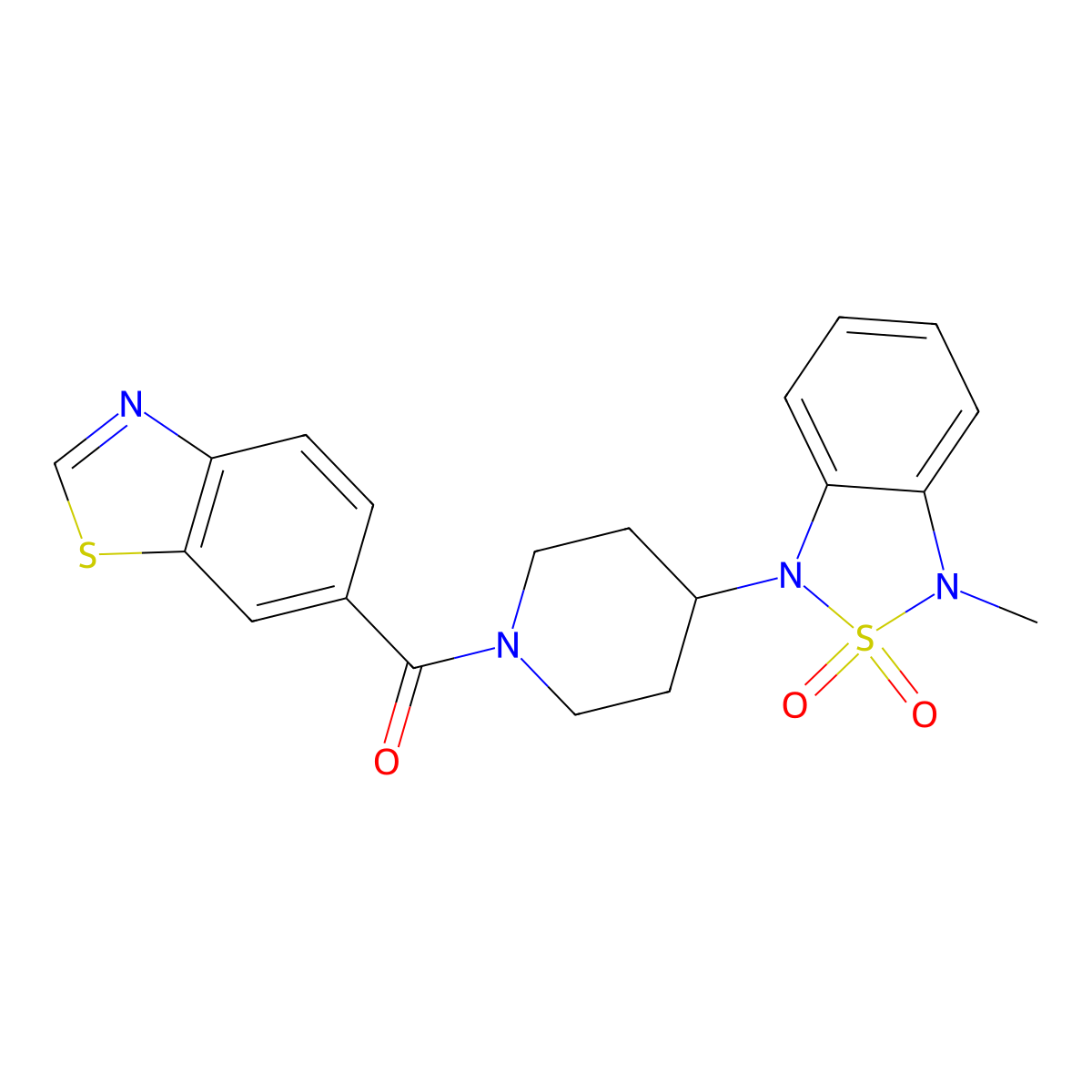 benzo[d]thiazol-6-yl(4-(3-methyl-2,2-dioxidobenzo[c][1,2,5]thiadiazol-1(3H)-yl)piperidin-1-yl)methanone molecular structure, CAS 2034279-69-9