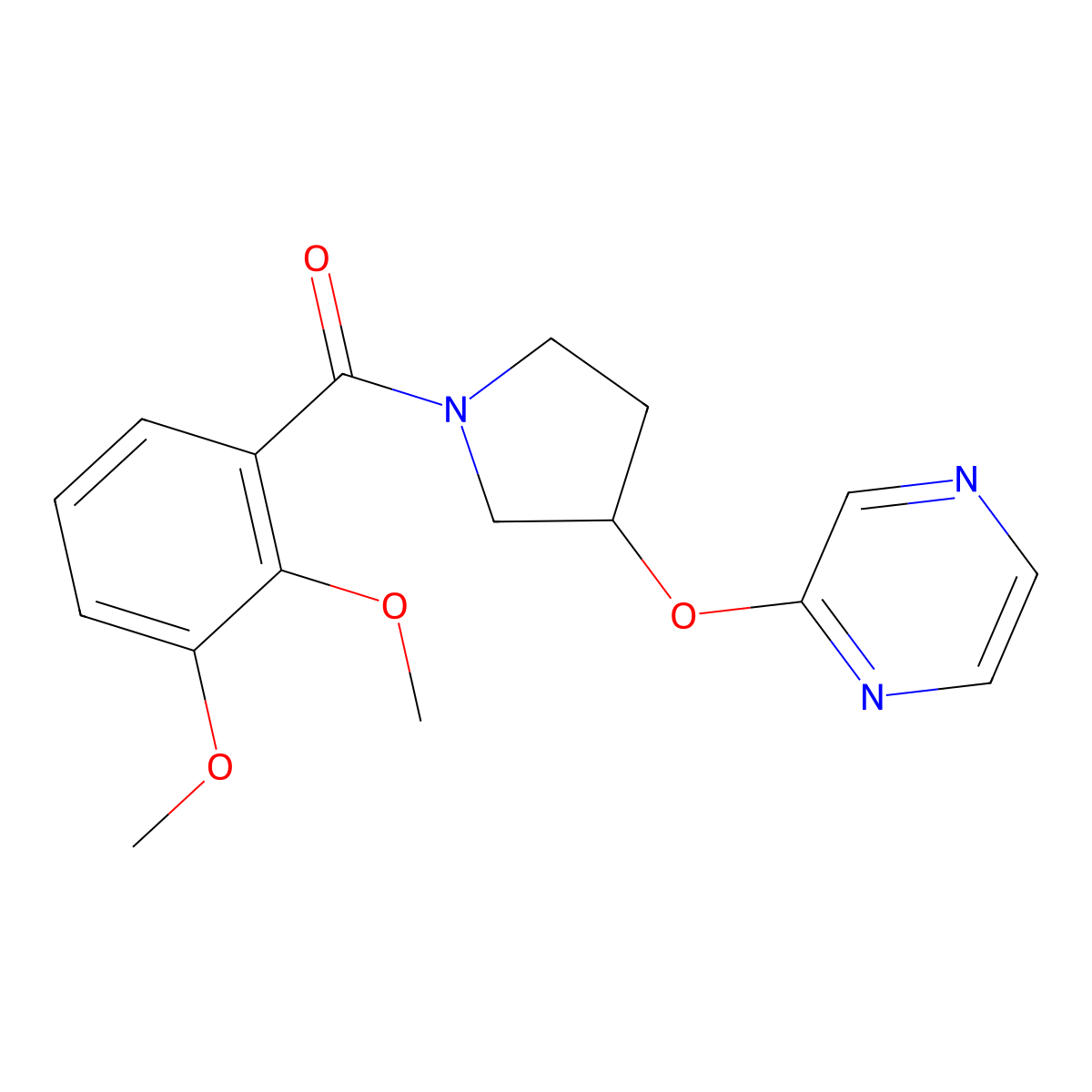 (2,3-Dimethoxyphenyl)(3-(pyrazin-2-yloxy)pyrrolidin-1-yl)methanone molecular structure, CAS 2034279-75-7