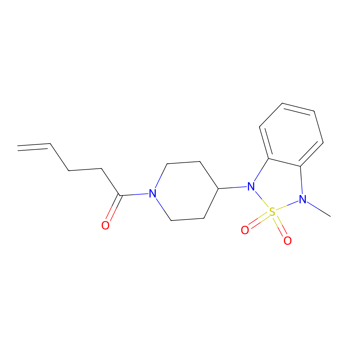 1-(4-(3-methyl-2,2-dioxidobenzo[c][1,2,5]thiadiazol-1(3H)-yl)piperidin-1-yl)pent-4-en-1-one molecular structure, CAS 2034279-82-6