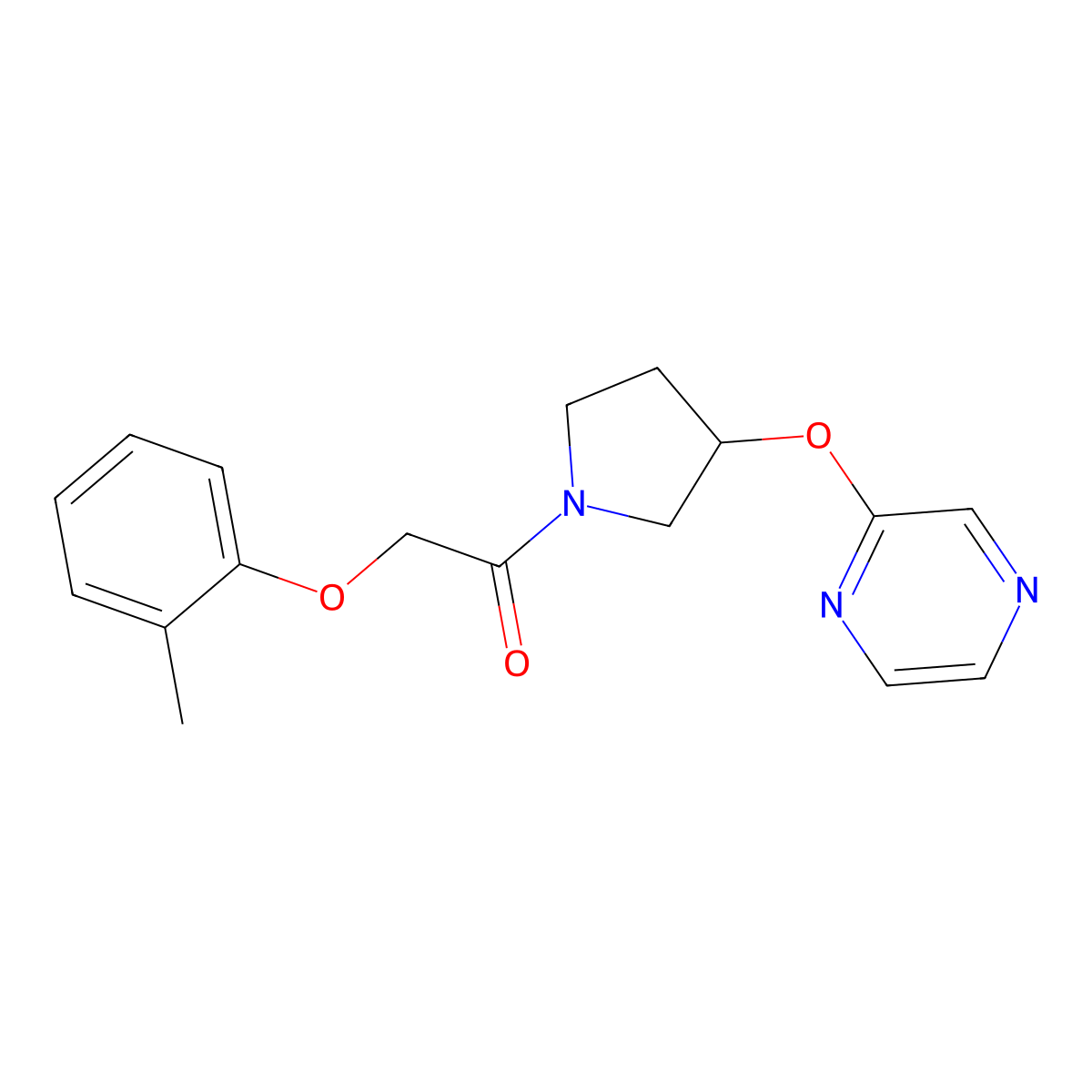 1-(3-(Pyrazin-2-yloxy)pyrrolidin-1-yl)-2-(o-tolyloxy)ethanone molecular structure, CAS 2034279-84-8