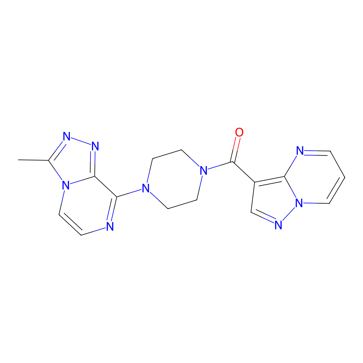 (4-(3-Methyl-[1,2,4]triazolo[4,3-a]pyrazin-8-yl)piperazin-1-yl)(pyrazolo[1,5-a]pyrimidin-3-yl)methanone molecular structure, CAS 2034279-85-9