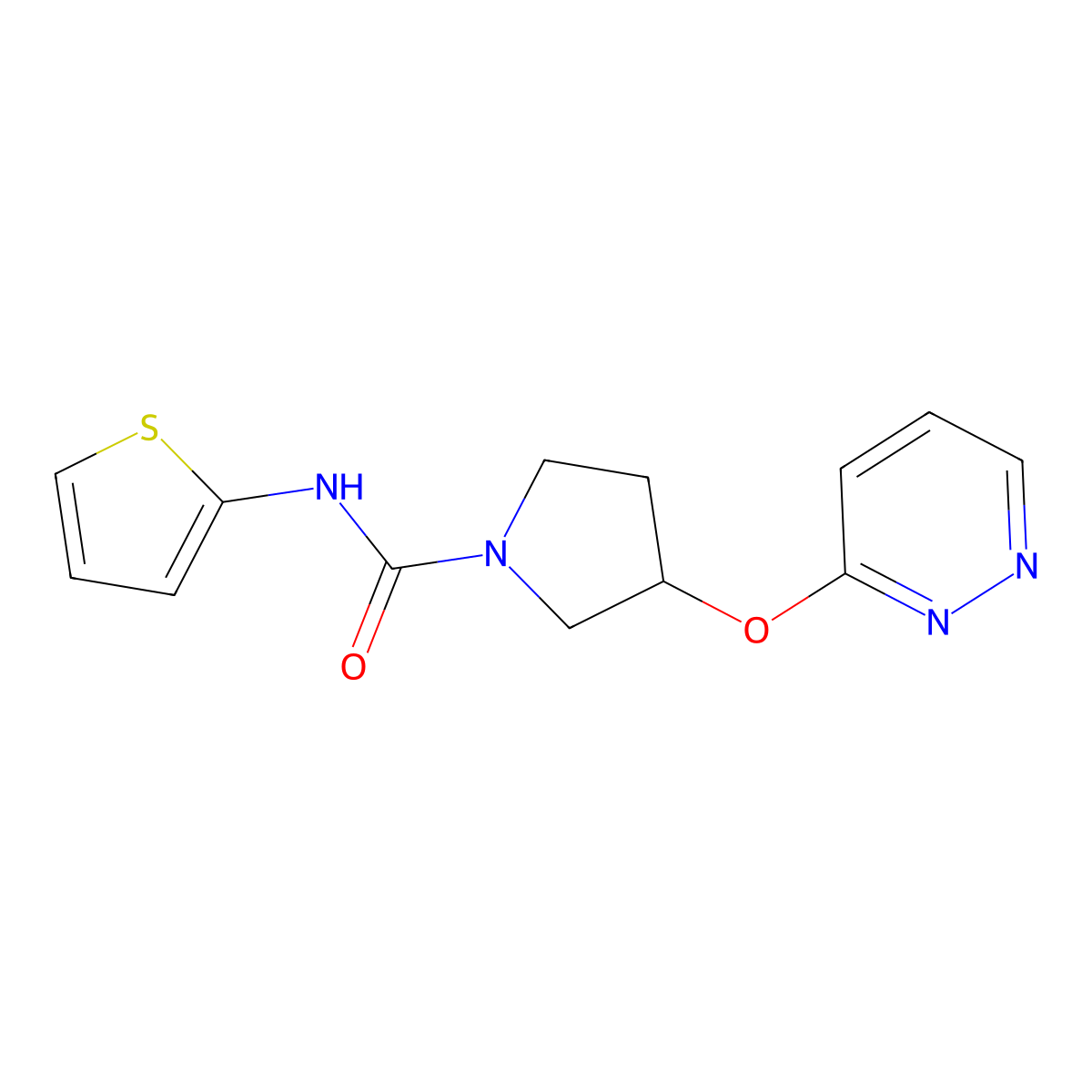 3-(pyridazin-3-yloxy)-N-(thiophen-2-yl)pyrrolidine-1-carboxamide molecular structure, CAS 2034279-87-1