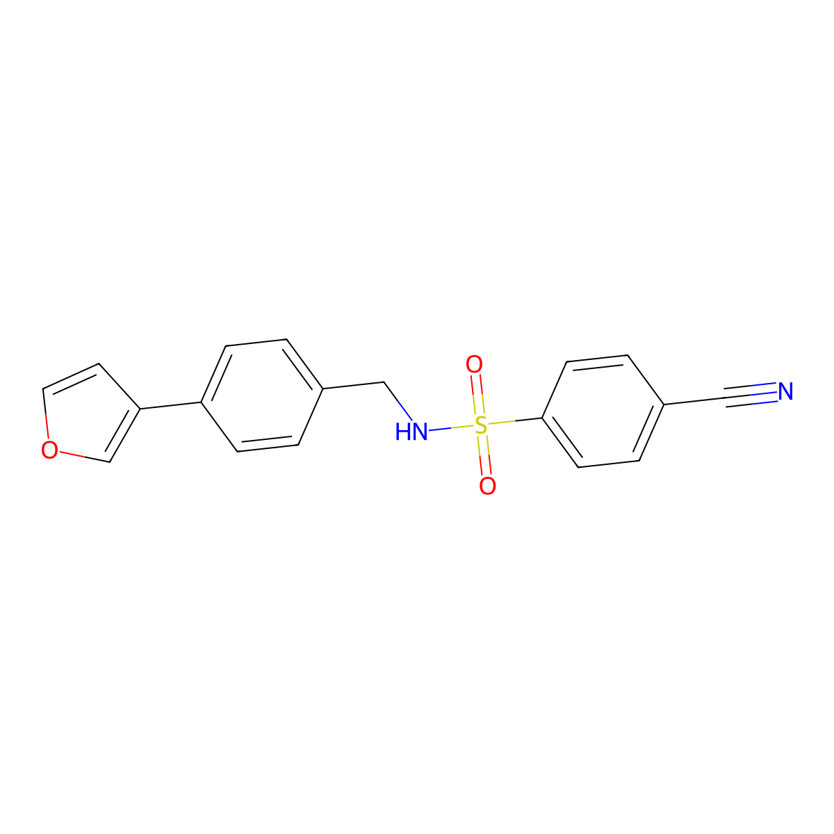 4-cyano-N-(4-(furan-3-yl)benzyl)benzenesulfonamide molecular structure, CAS 2034279-88-2