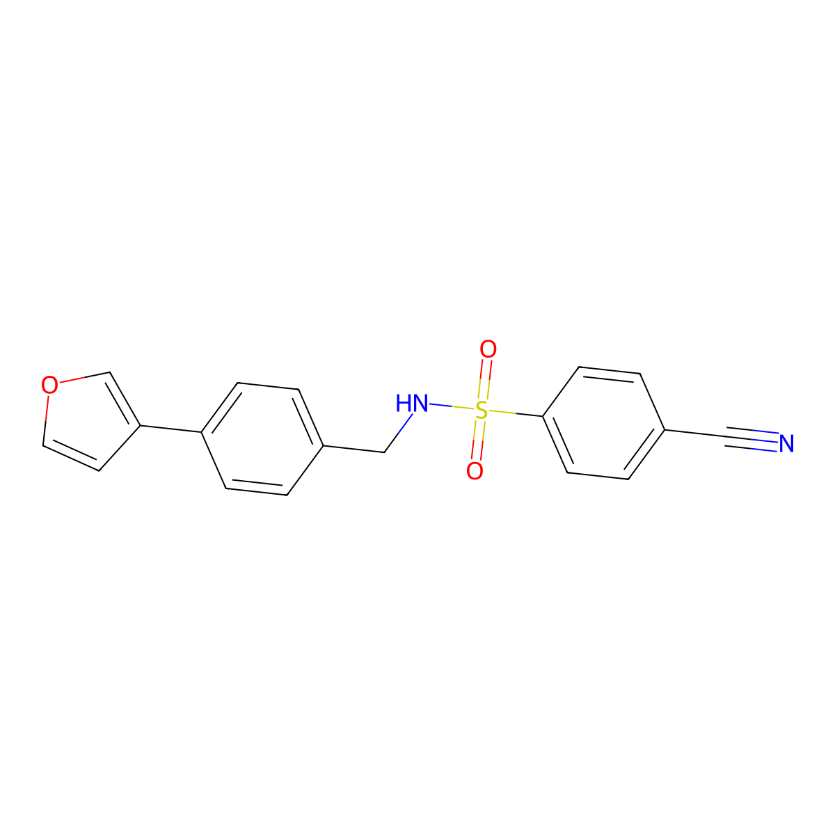 4-cyano-N-(4-(furan-3-yl)benzyl)benzenesulfonamide molecular structure, CAS 2034279-88-2