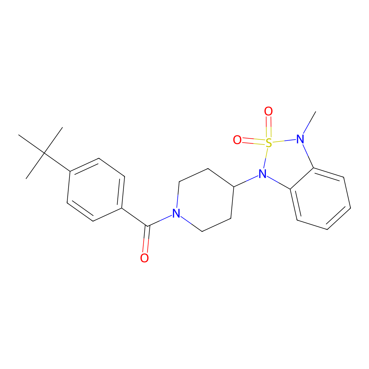 (4-(tert-butyl)phenyl)(4-(3-methyl-2,2-dioxidobenzo[c][1,2,5]thiadiazol-1(3H)-yl)piperidin-1-yl)methanone molecular structure, CAS 2034279-89-3