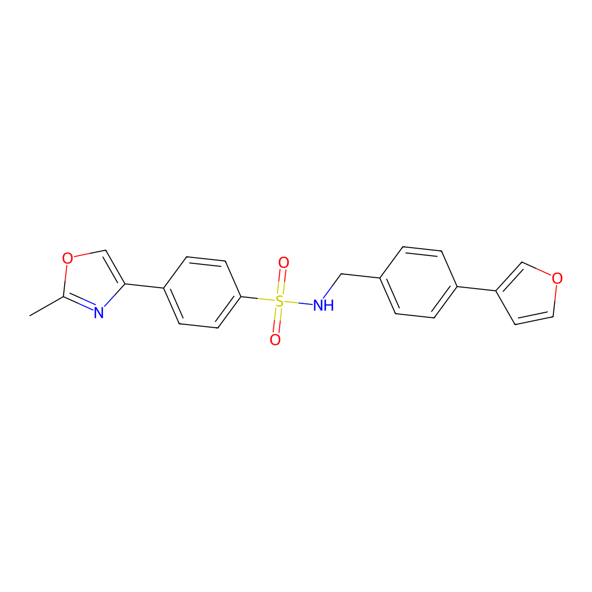 N-(4-(furan-3-yl)benzyl)-4-(2-methyloxazol-4-yl)benzenesulfonamide molecular structure, CAS 2034279-96-2