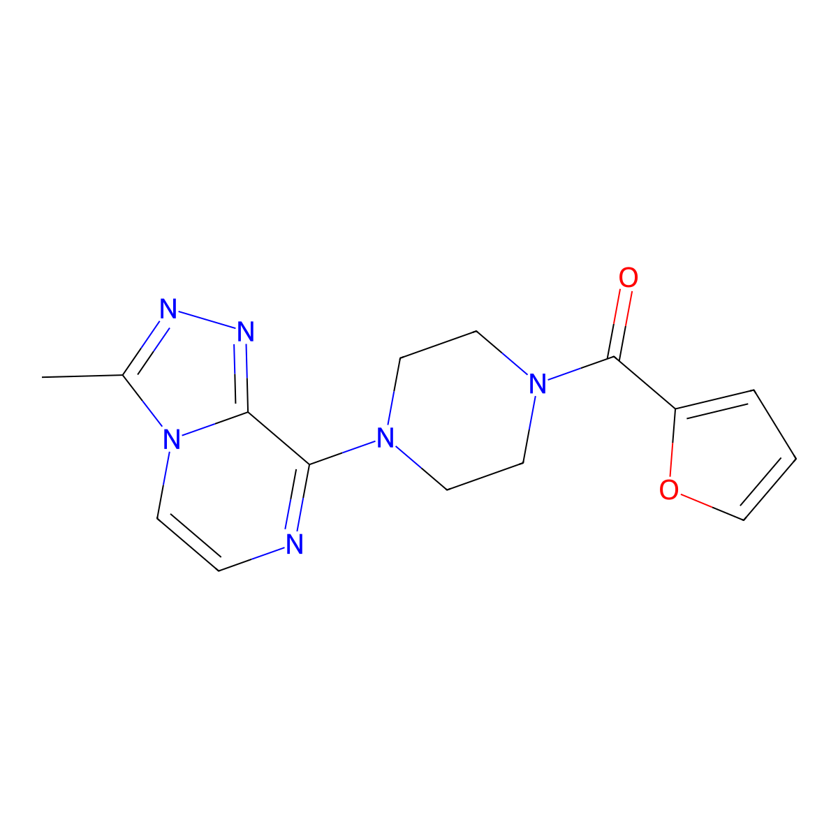 Furan-2-yl(4-(3-methyl-[1,2,4]triazolo[4,3-a]pyrazin-8-yl)piperazin-1-yl)methanone molecular structure, CAS 2034279-97-3