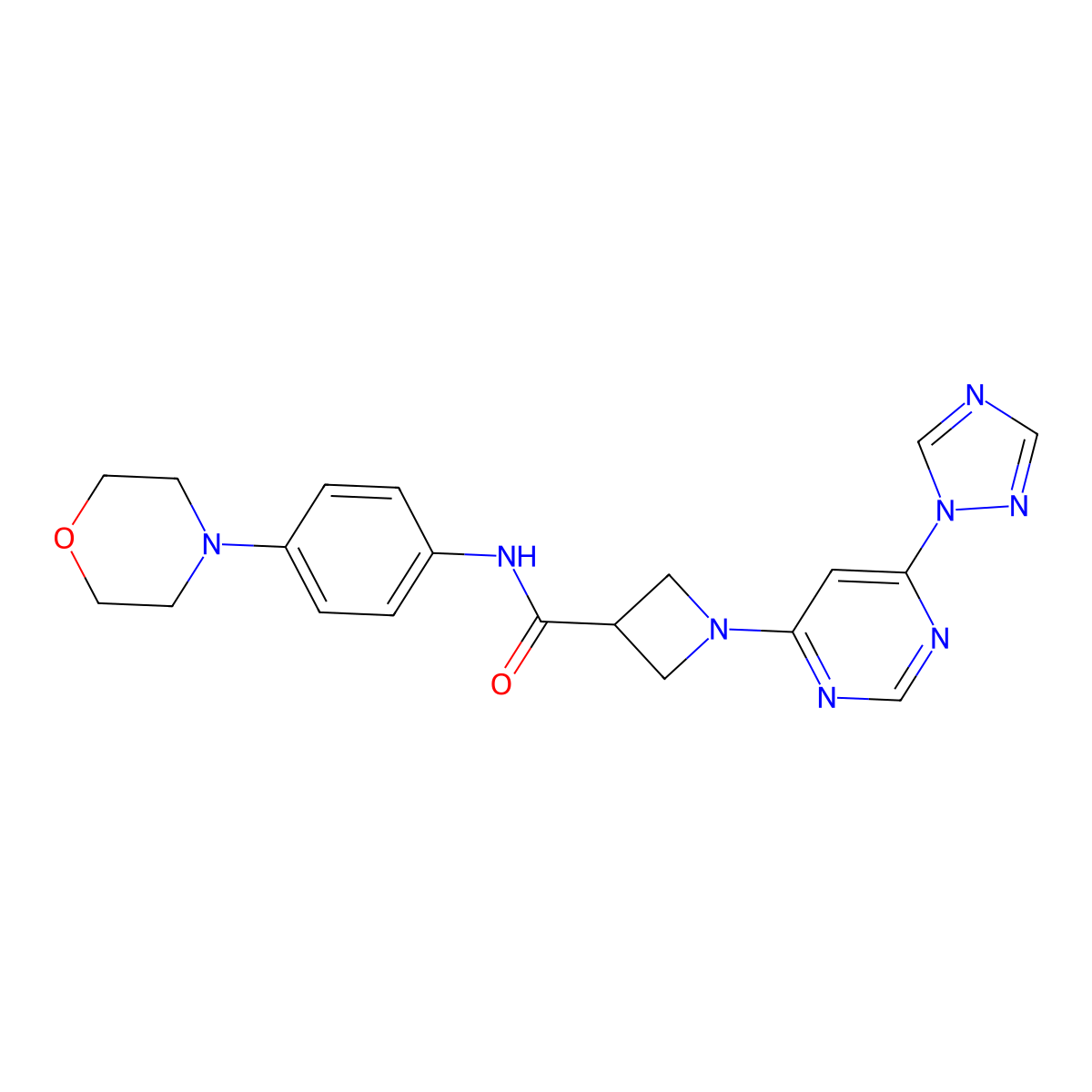 1-(6-(1H-1,2,4-triazol-1-yl)pyrimidin-4-yl)-N-(4-morpholinophenyl)azetidine-3-carboxamide molecular structure, CAS 2034280-03-8