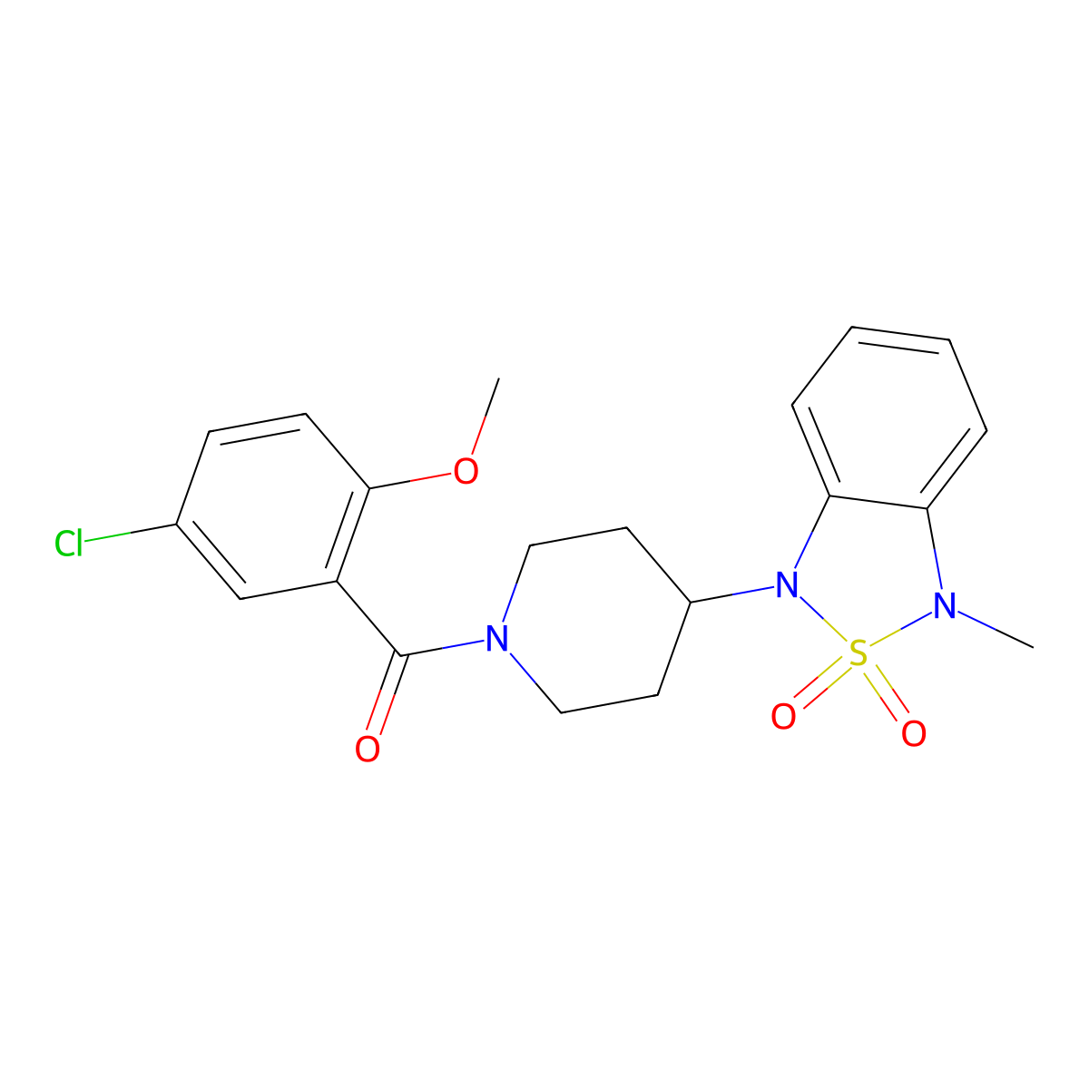 (5-chloro-2-methoxyphenyl)(4-(3-methyl-2,2-dioxidobenzo[c][1,2,5]thiadiazol-1(3H)-yl)piperidin-1-yl)methanone molecular structure, CAS 2034280-04-9