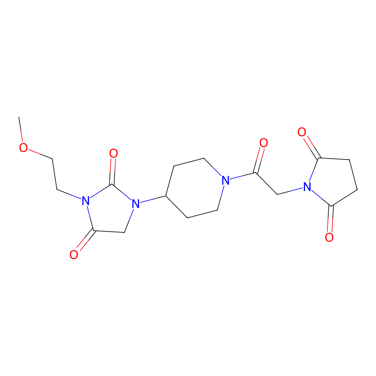 1-{1-[2-(2,5-Dioxopyrrolidin-1-yl)acetyl]piperidin-4-yl}-3-(2-methoxyethyl)imidazolidine-2,4-dione molecular structure, CAS 2034280-07-2
