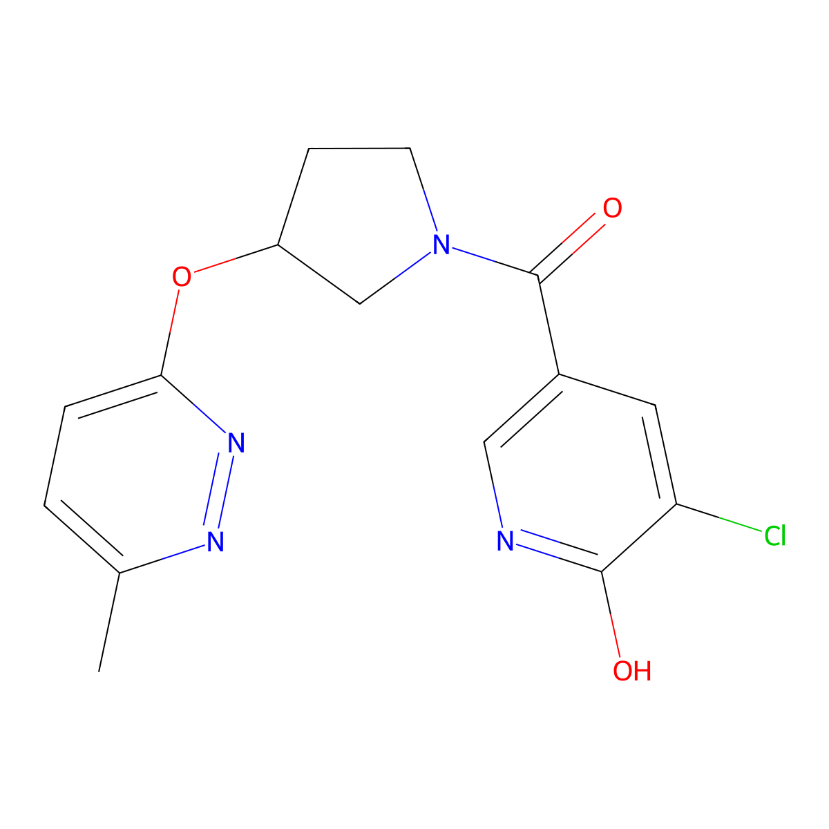 (5-Chloro-6-hydroxypyridin-3-yl)(3-((6-methylpyridazin-3-yl)oxy)pyrrolidin-1-yl)methanone molecular structure, CAS 2034280-08-3