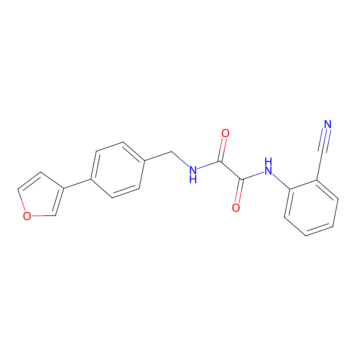 N1-(2-cyanophenyl)-N2-(4-(furan-3-yl)benzyl)oxalamide molecular structure, CAS 2034280-14-1