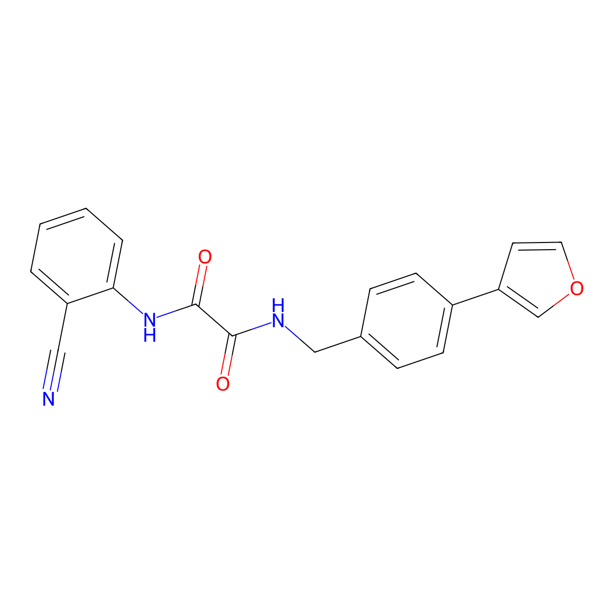 N1-(2-cyanophenyl)-N2-(4-(furan-3-yl)benzyl)oxalamide molecular structure, CAS 2034280-14-1