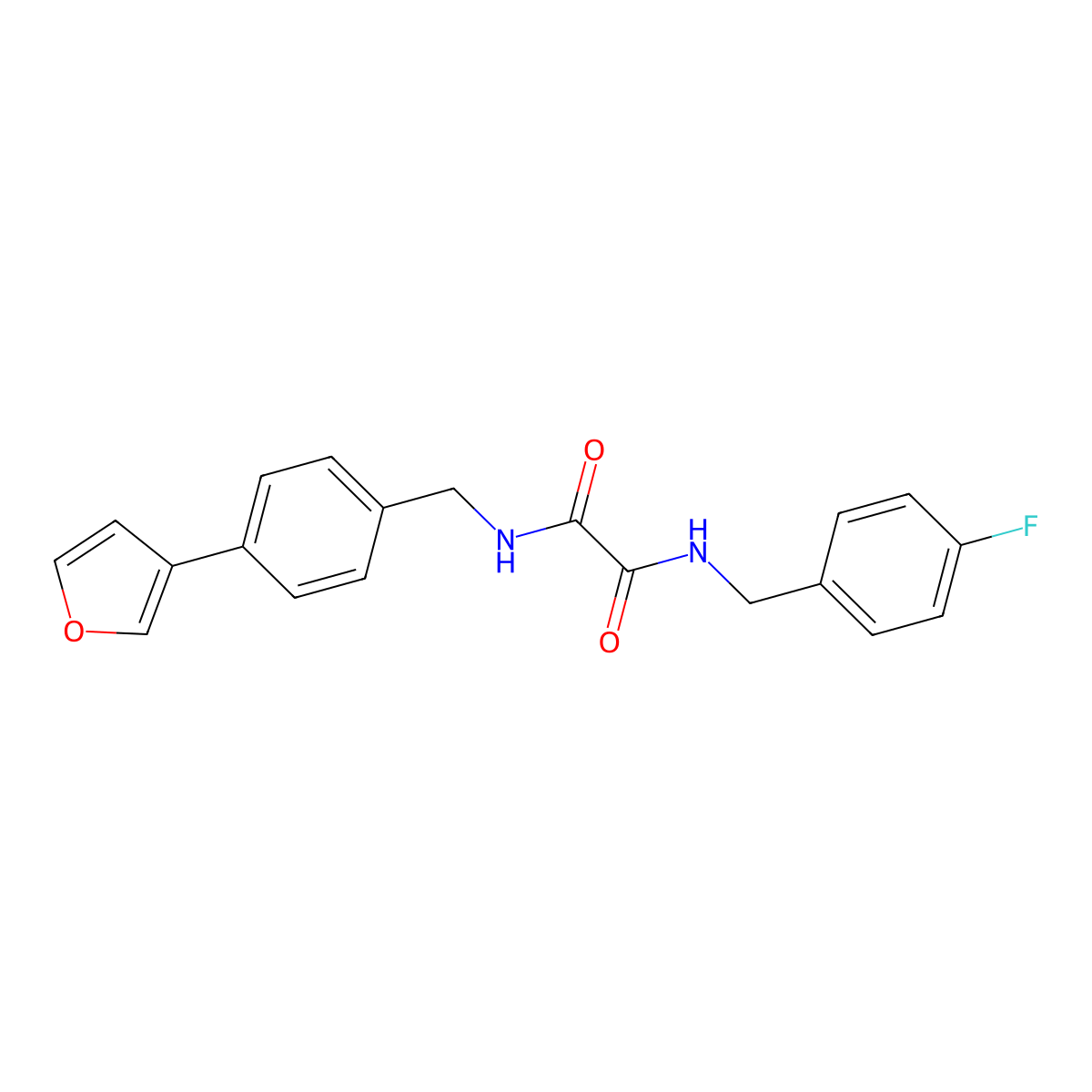 N1-(4-fluorobenzyl)-N2-(4-(furan-3-yl)benzyl)oxalamide molecular structure, CAS 2034280-20-9