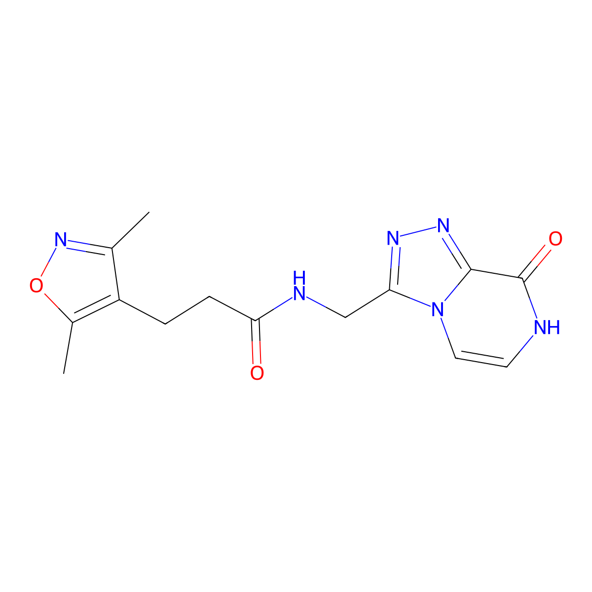 3-(3,5-dimethylisoxazol-4-yl)-N-((8-hydroxy-[1,2,4]triazolo[4,3-a]pyrazin-3-yl)methyl)propanamide molecular structure, CAS 2034280-21-0