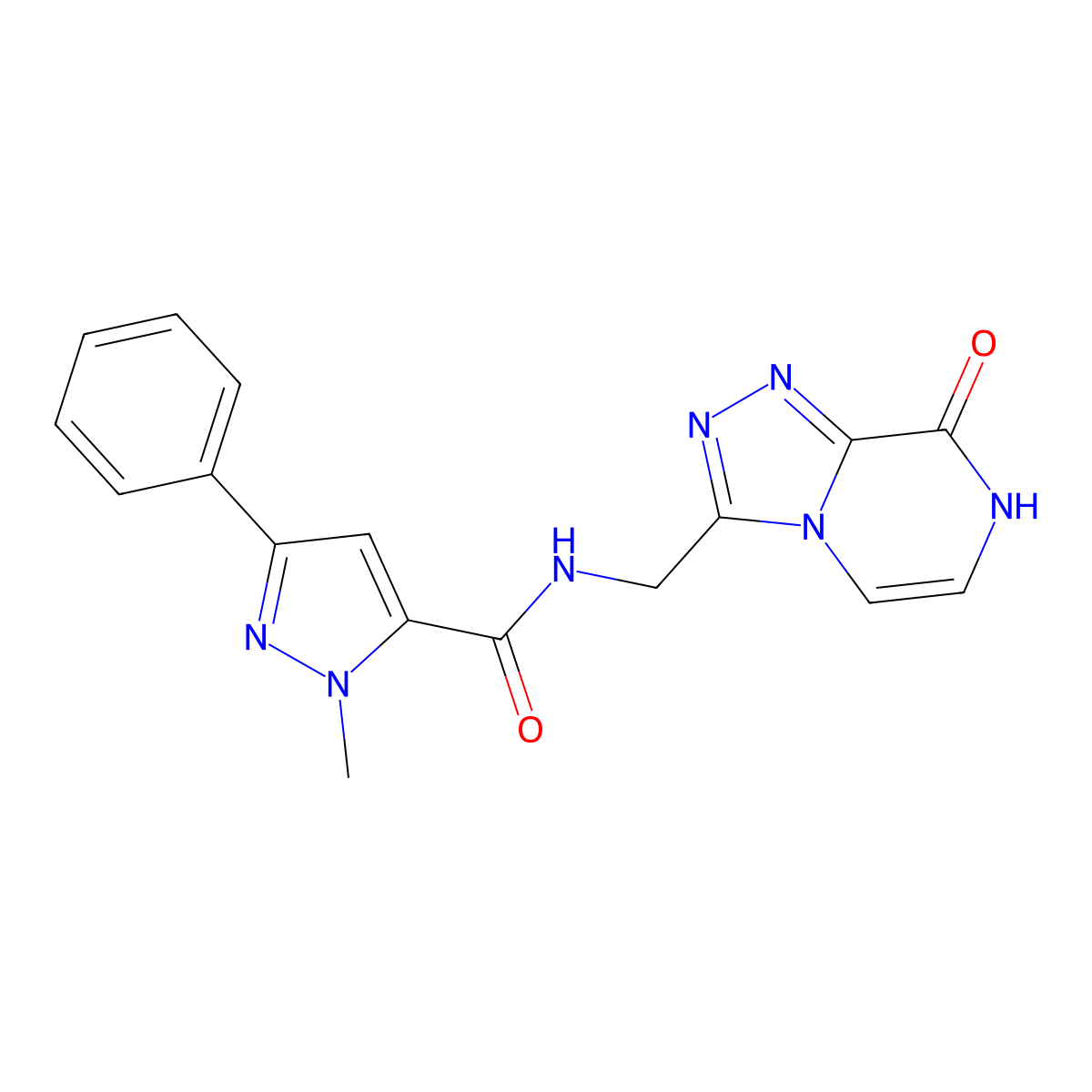 N-({8-hydroxy-[1,2,4]triazolo[4,3-a]pyrazin-3-yl}methyl)-1-methyl-3-phenyl-1H-pyrazole-5-carboxamide molecular structure, CAS 2034280-27-6