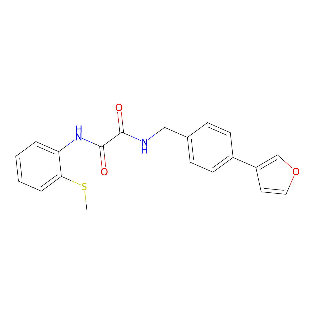 N1-(4-(furan-3-yl)benzyl)-N2-(2-(methylthio)phenyl)oxalamide molecular structure, CAS 2034280-30-1