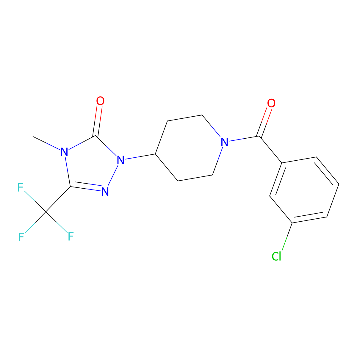 1-(1-(3-chlorobenzoyl)piperidin-4-yl)-4-methyl-3-(trifluoromethyl)-1H-1,2,4-triazol-5(4H)-one molecular structure, CAS 2034280-31-2