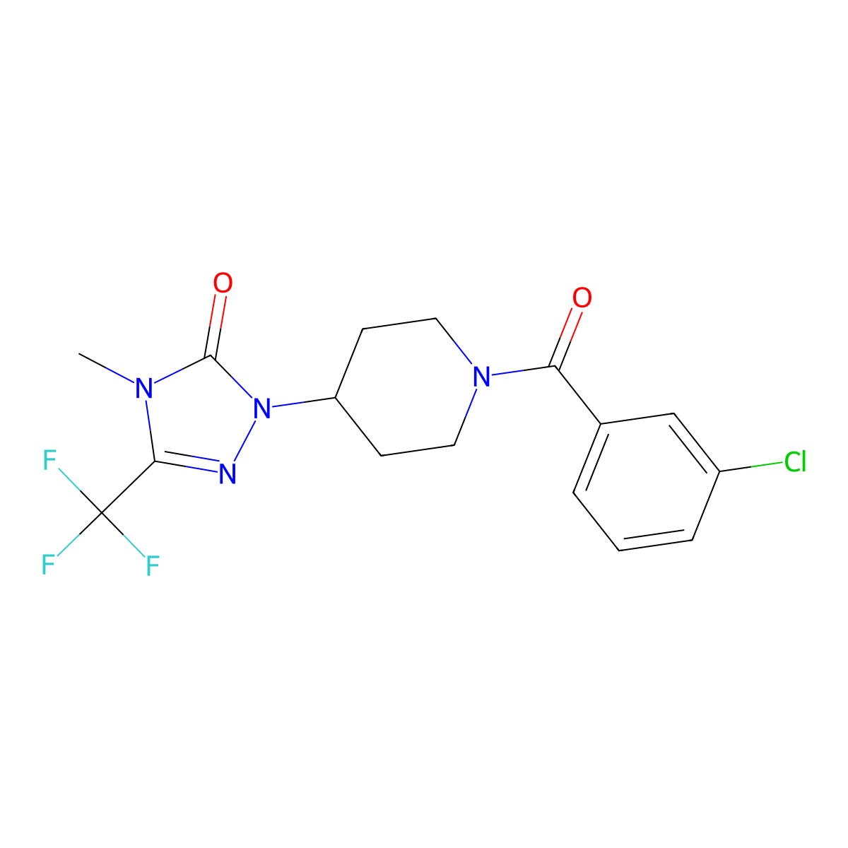 1-(1-(3-chlorobenzoyl)piperidin-4-yl)-4-methyl-3-(trifluoromethyl)-1H-1,2,4-triazol-5(4H)-one molecular structure, CAS 2034280-31-2