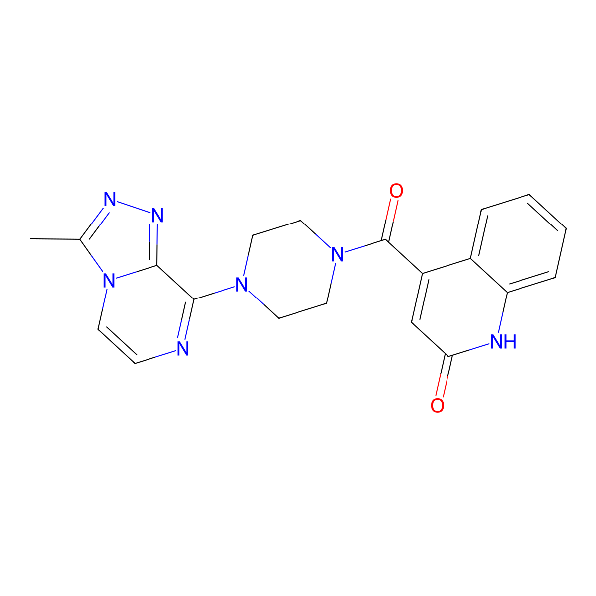 (2-Hydroxyquinolin-4-yl)(4-(3-methyl-[1,2,4]triazolo[4,3-a]pyrazin-8-yl)piperazin-1-yl)methanone molecular structure, CAS 2034280-36-7