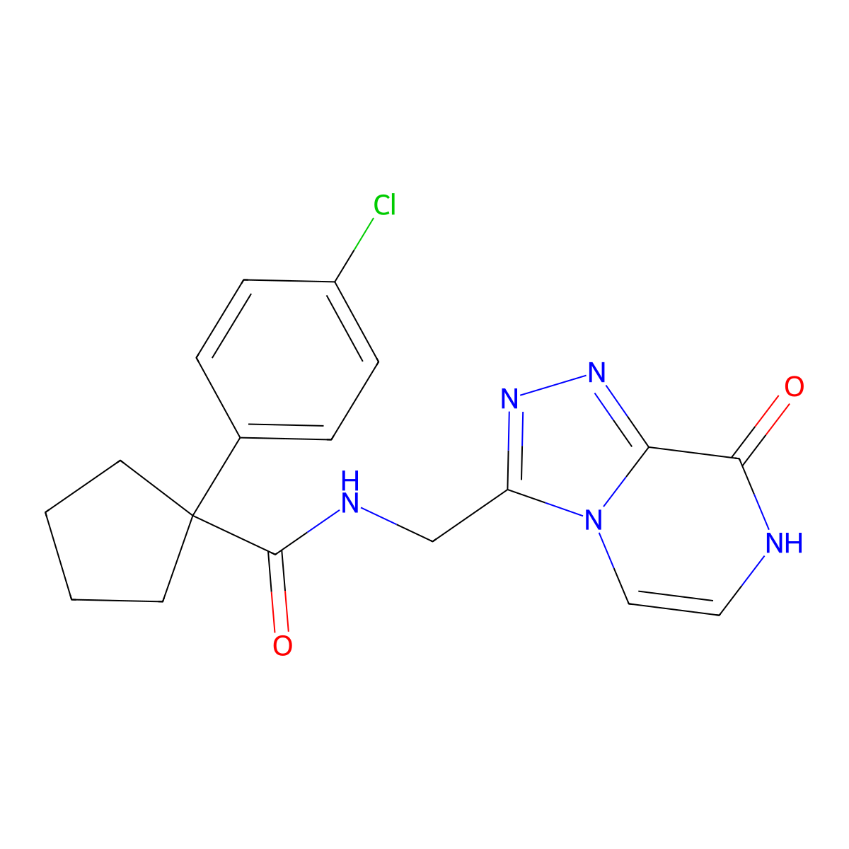 1-(4-chlorophenyl)-N-((8-hydroxy-[1,2,4]triazolo[4,3-a]pyrazin-3-yl)methyl)cyclopentanecarboxamide molecular structure, CAS 2034280-47-0