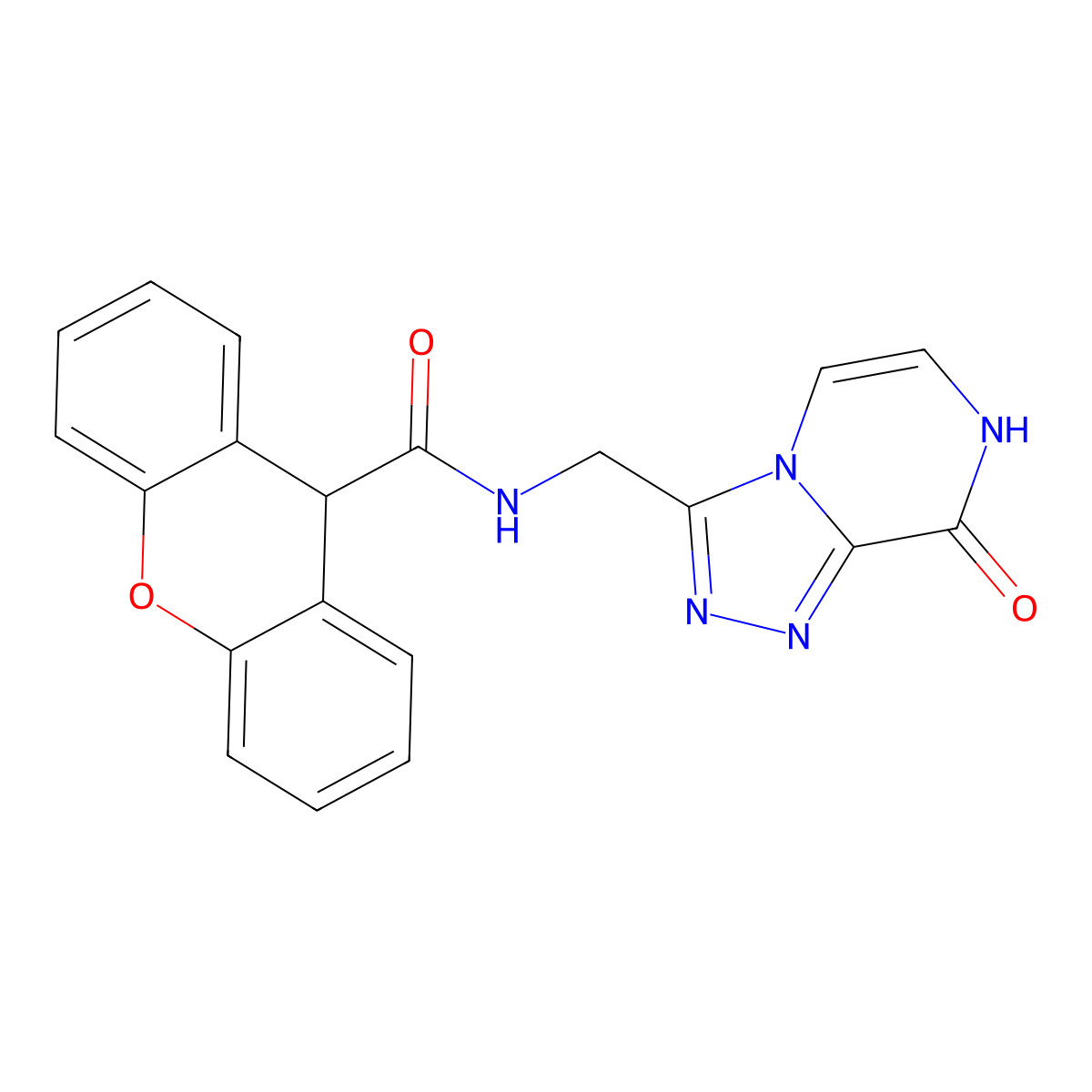 N-((8-hydroxy-[1,2,4]triazolo[4,3-a]pyrazin-3-yl)methyl)-9H-xanthene-9-carboxamide molecular structure, CAS 2034280-54-9