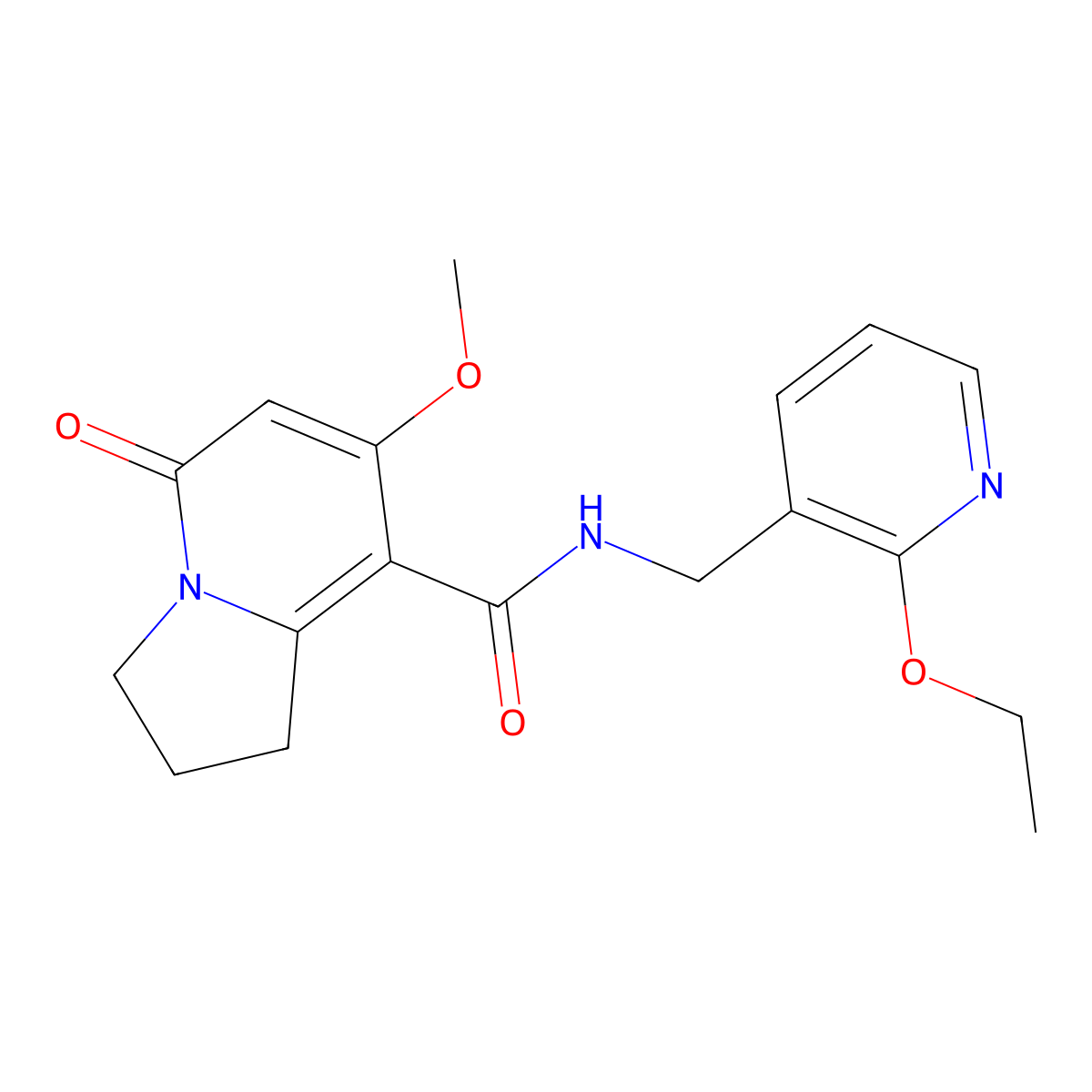 N-[(2-ethoxypyridin-3-yl)methyl]-7-methoxy-5-oxo-1,2,3,5-tetrahydroindolizine-8-carboxamide molecular structure, CAS 2034280-58-3