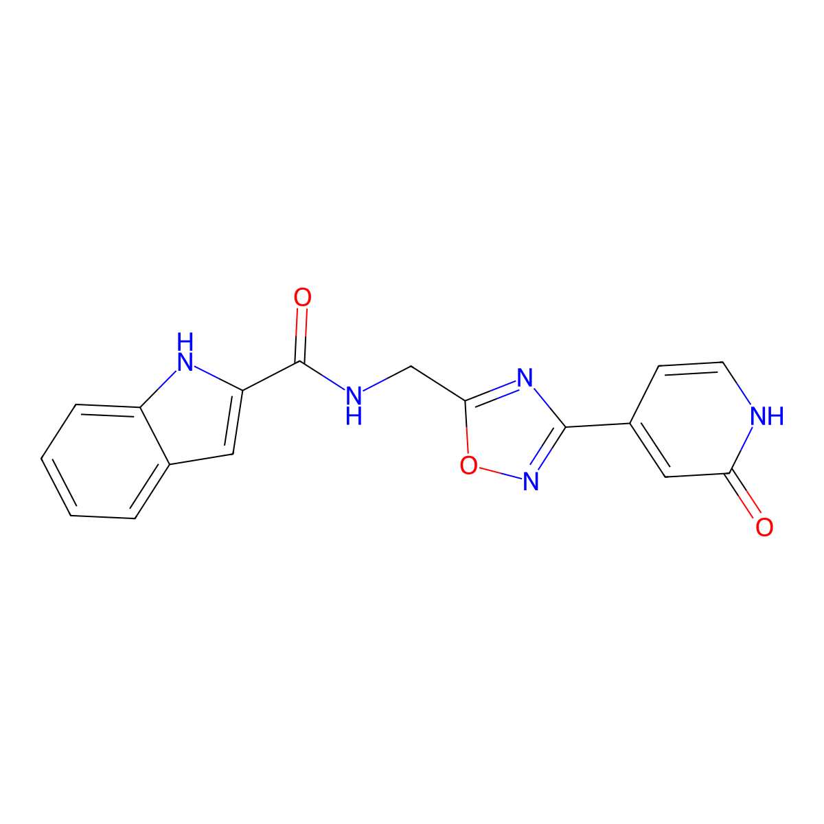 N-((3-(2-oxo-1,2-dihydropyridin-4-yl)-1,2,4-oxadiazol-5-yl)methyl)-1H-indole-2-carboxamide molecular structure, CAS 2034280-60-7