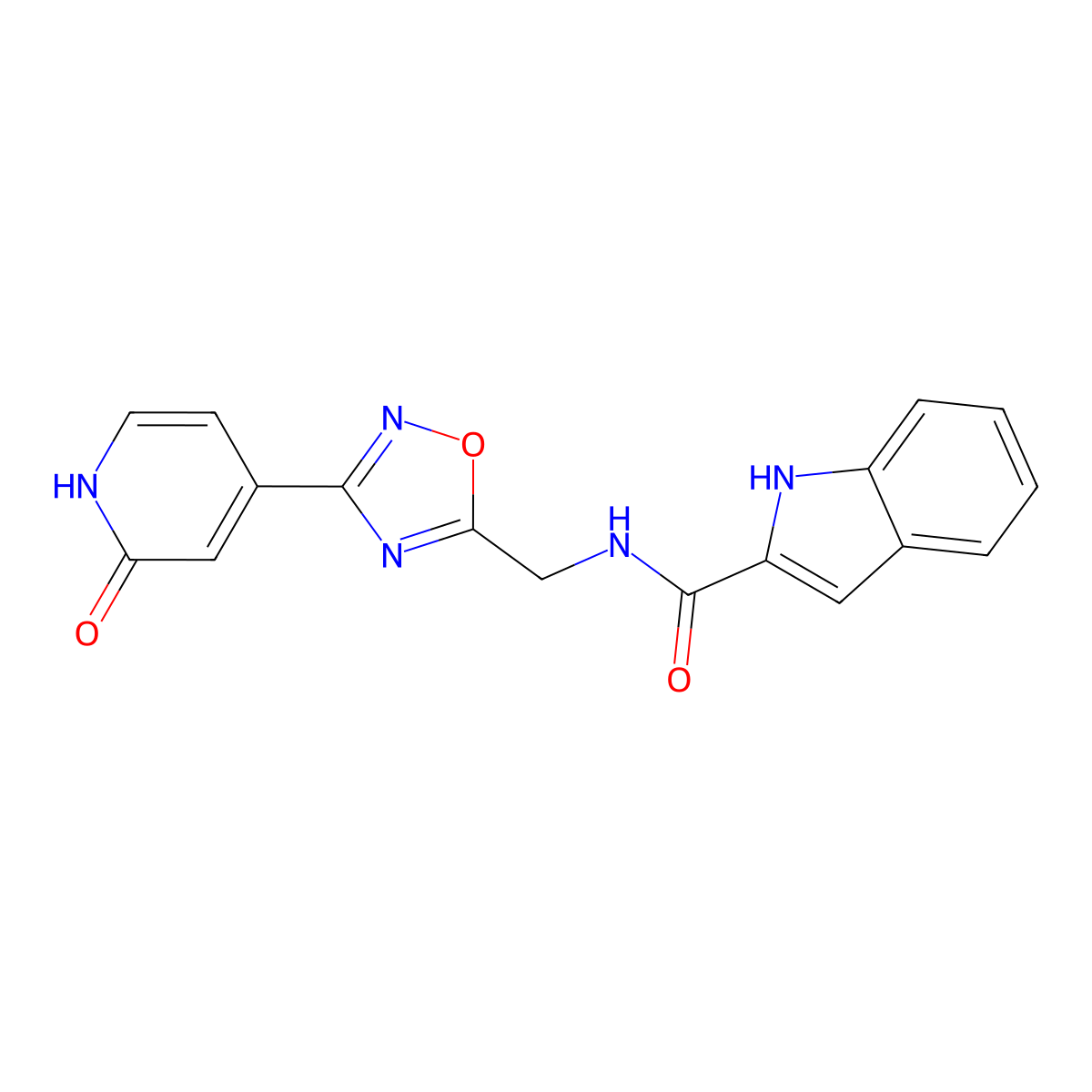 N-((3-(2-oxo-1,2-dihydropyridin-4-yl)-1,2,4-oxadiazol-5-yl)methyl)-1H-indole-2-carboxamide molecular structure, CAS 2034280-60-7